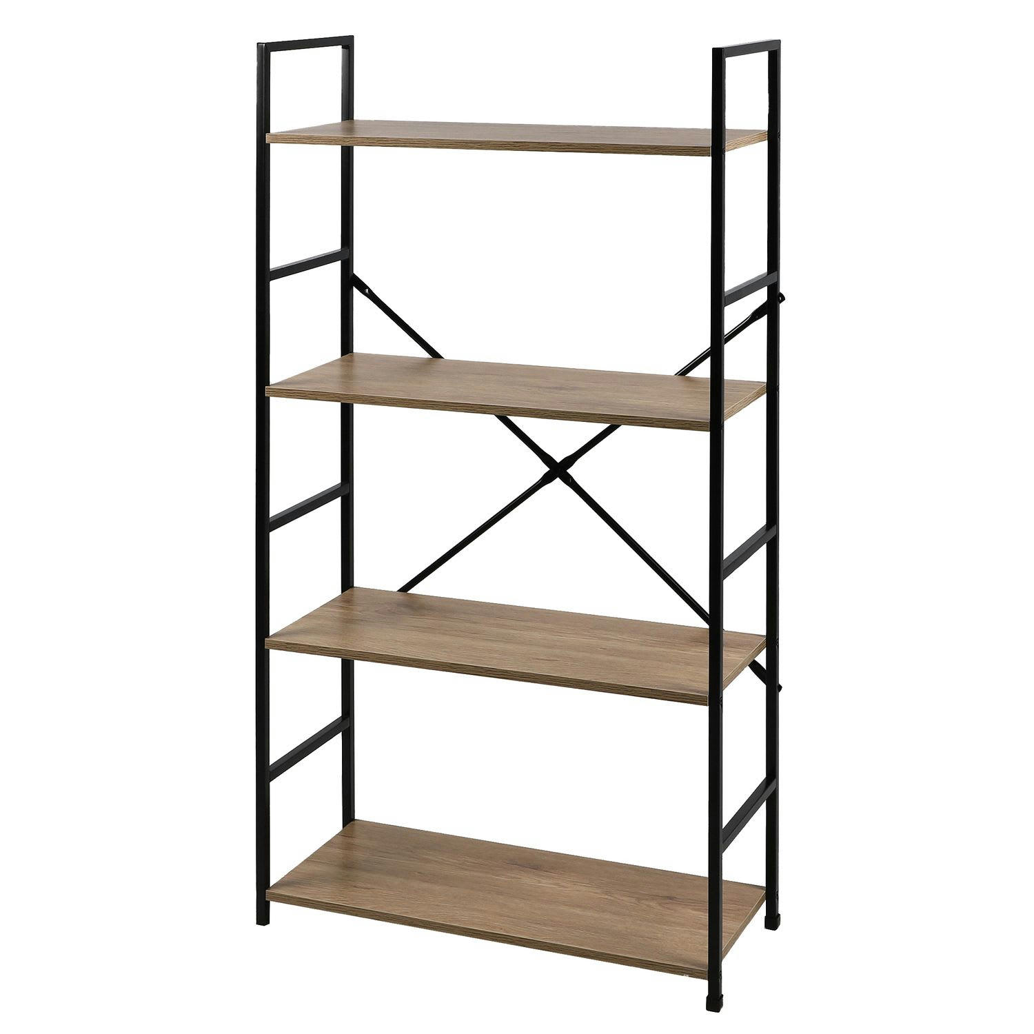 COLORADO - Etagère droite large 4 niveaux en métal et mdf beige