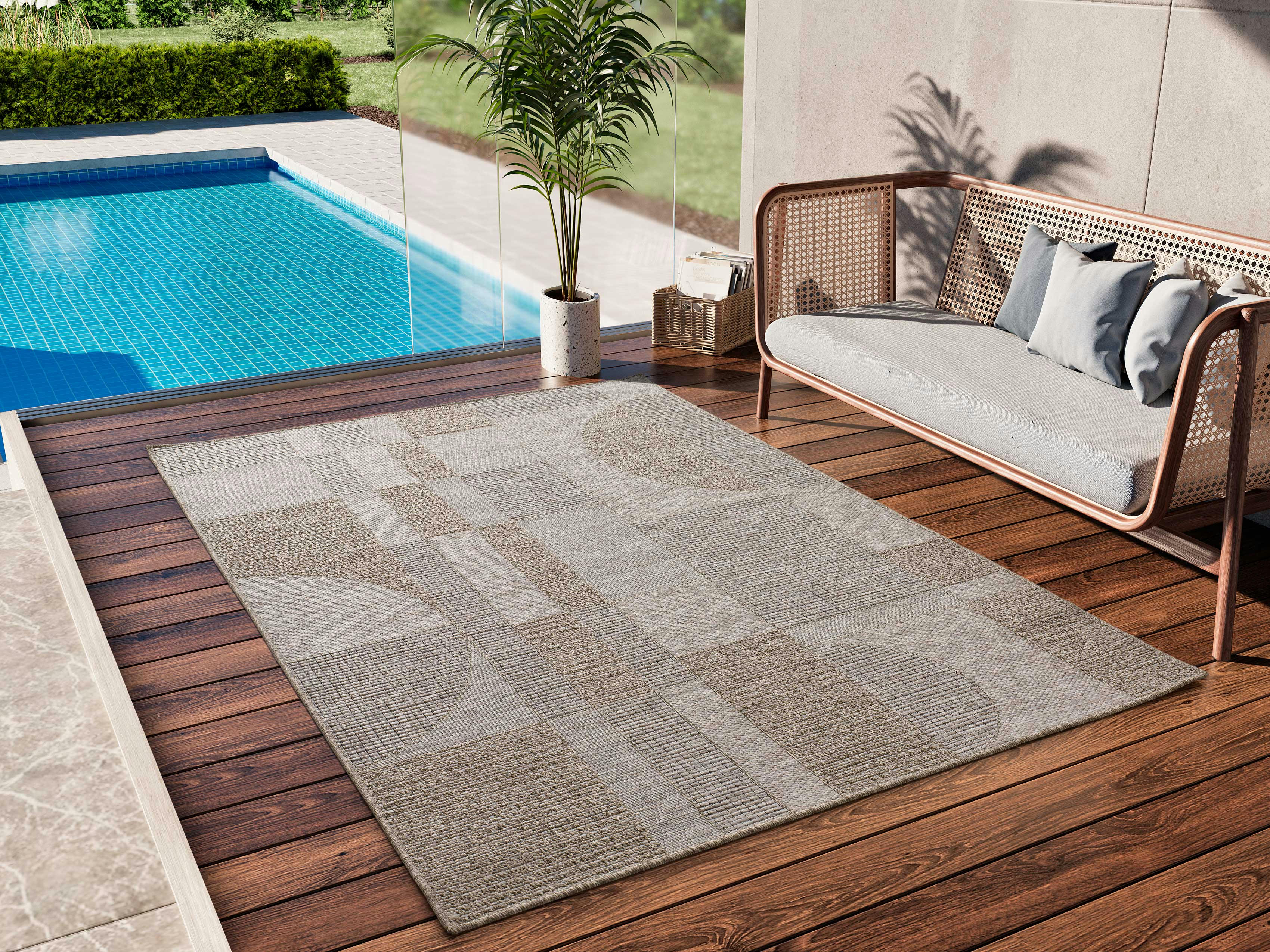 ORIA - Tapis d'extérieur en couleur naturelle, 126X190 cm