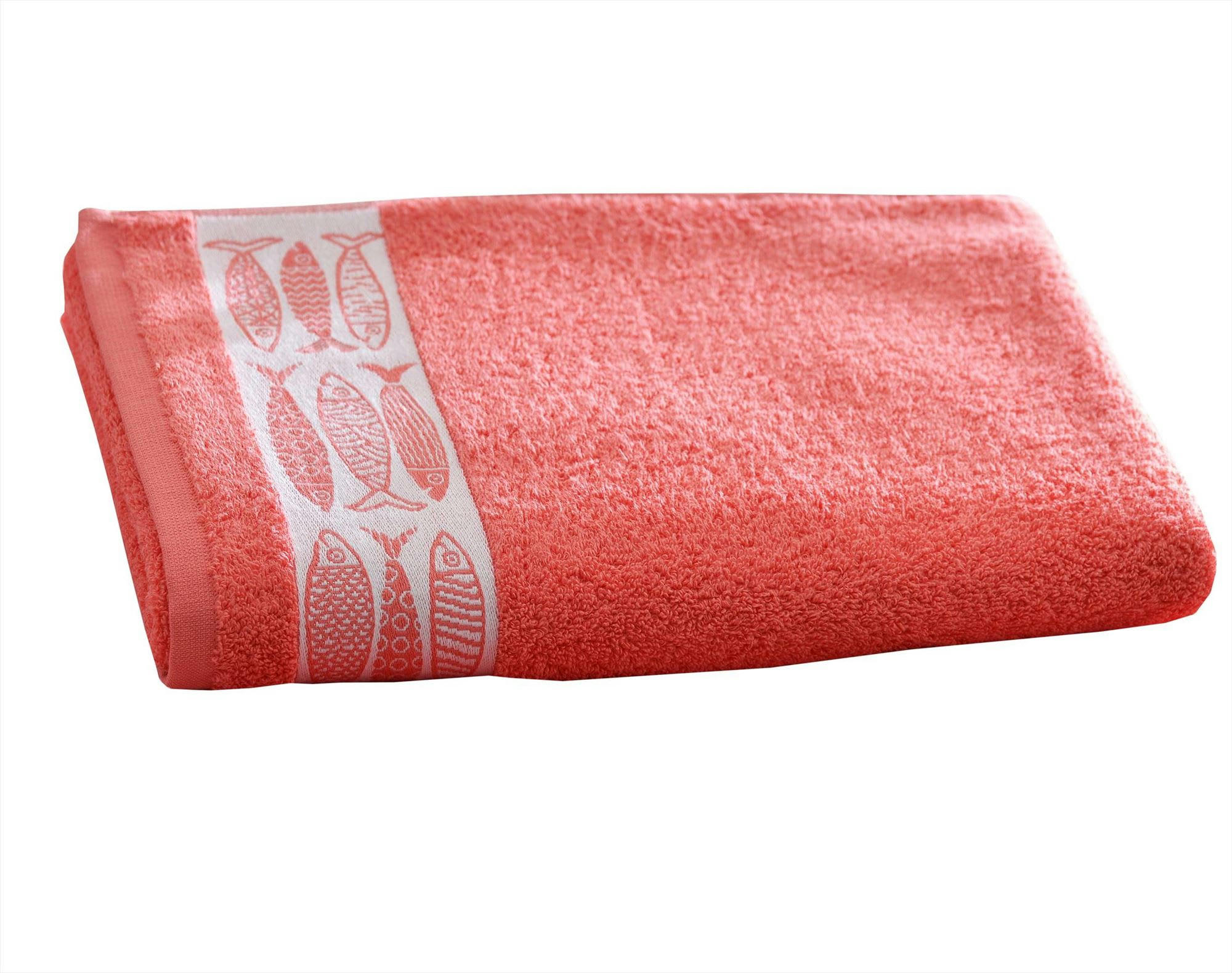 SARDINETTE - Serviette de toilette 50x100 orange corail en coton 450 g/m²