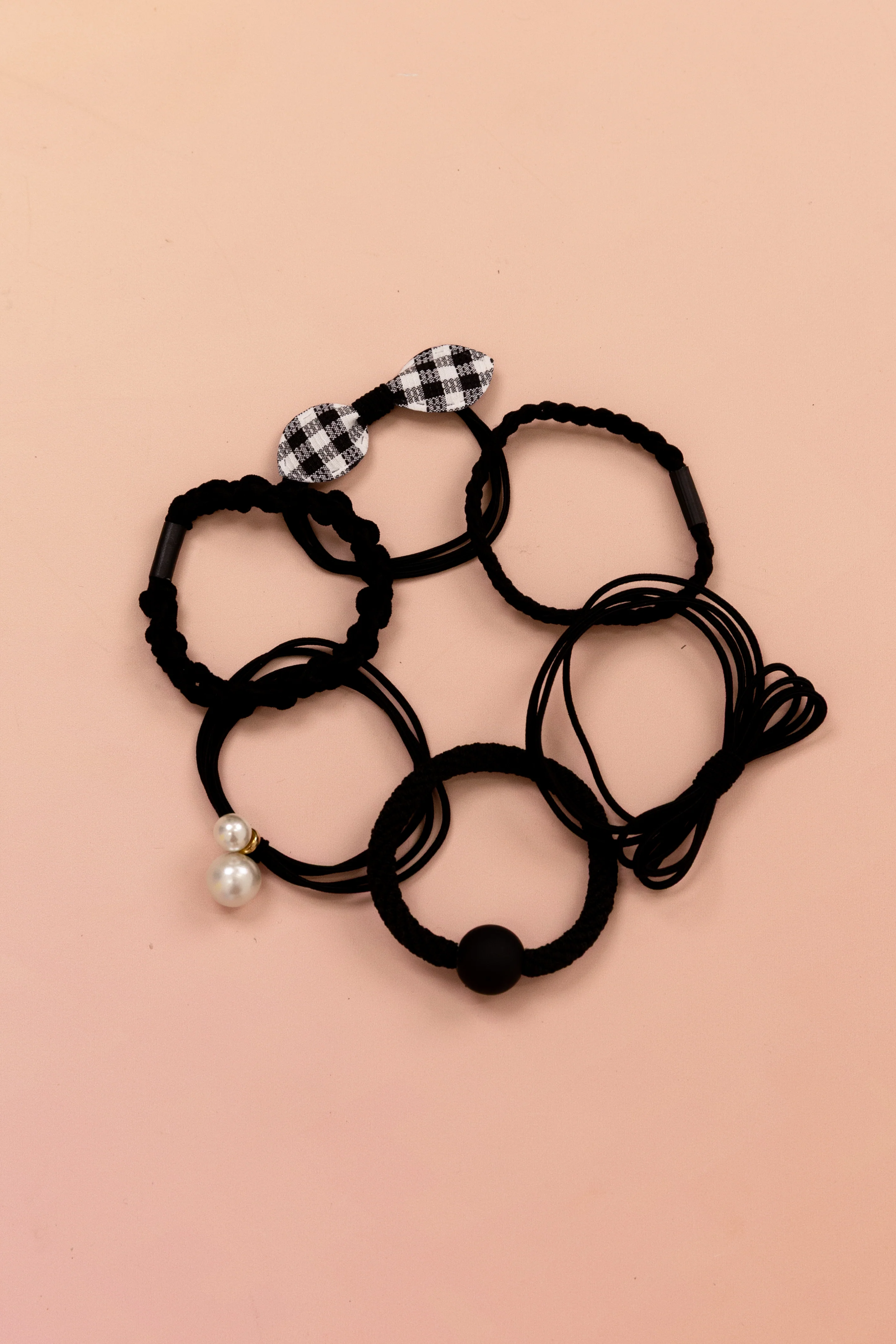 Black Mixed Hair Ties - 6 Pack