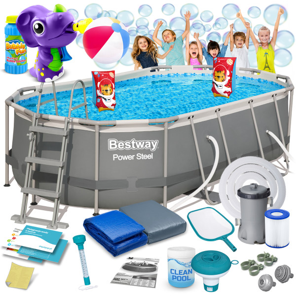 Basen ogrodowy stelażowy Bestway 427x250x100 cm zestaw 18w1