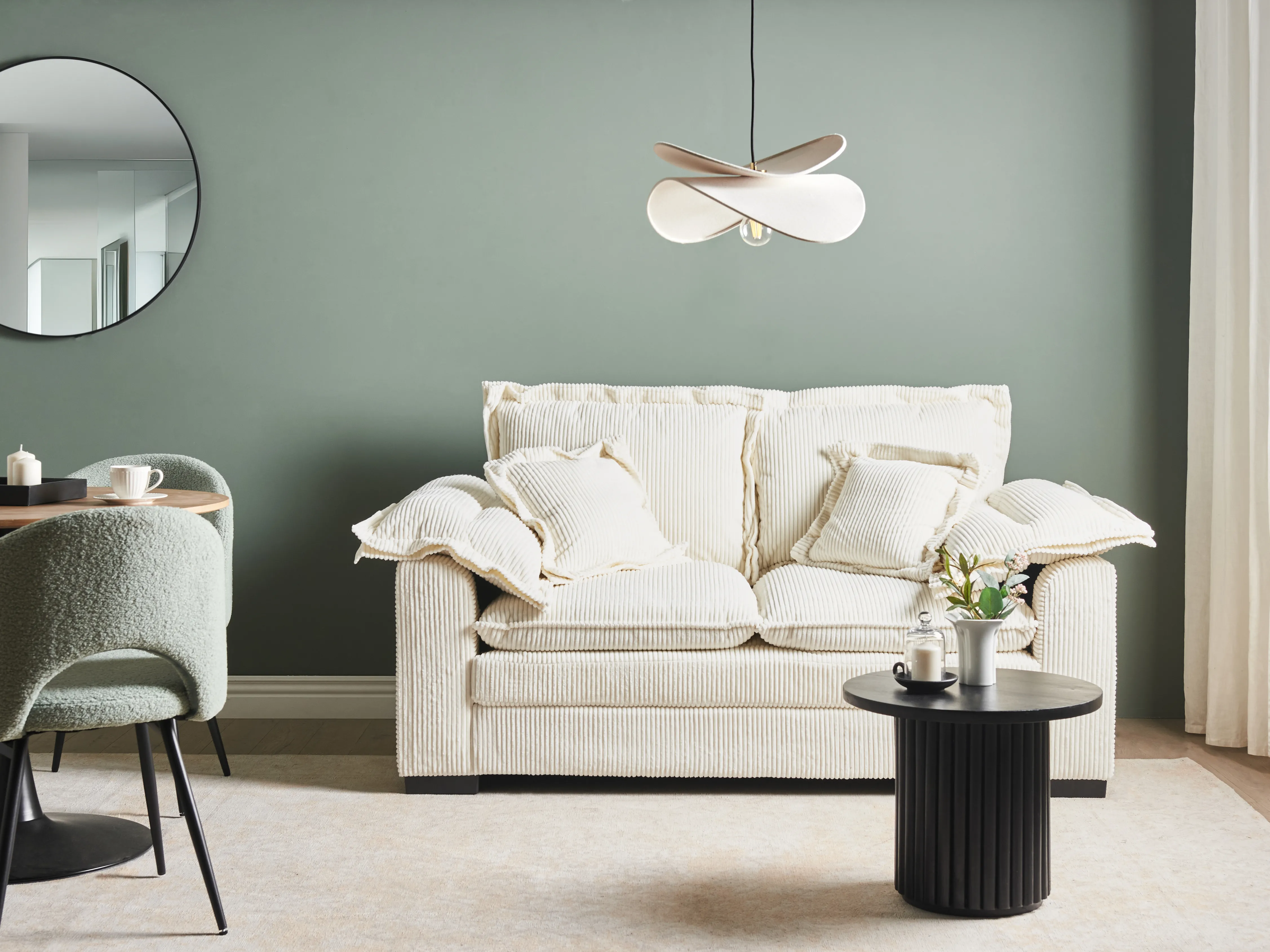 Sofa 2 Seater TIRRO Corduroy White