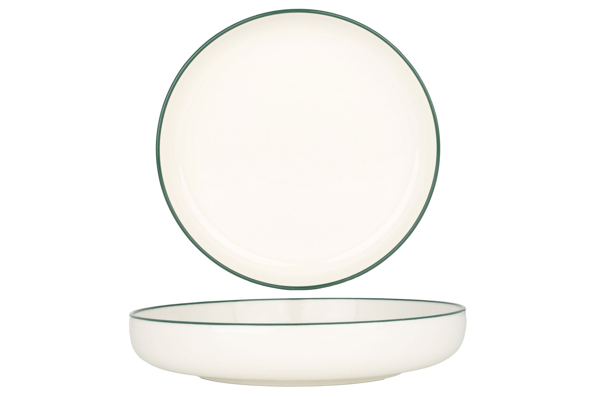 Rinart Diep bord - Green Edge - Porselein - 19 cm (500cc) - set van 6
