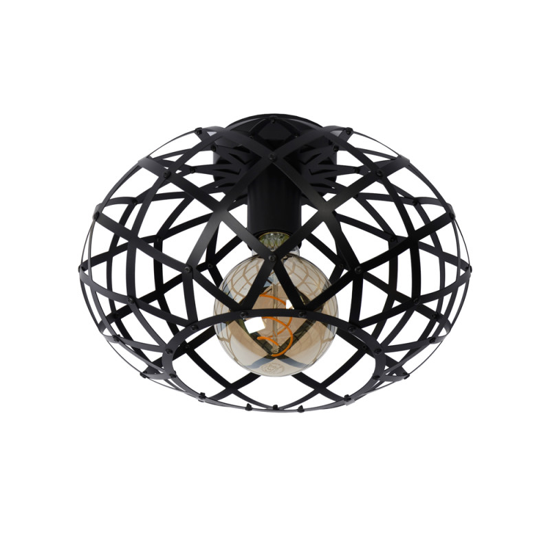 Plafonnier Wolfram noir Ø 30 cm E27 40 W LUCIDE