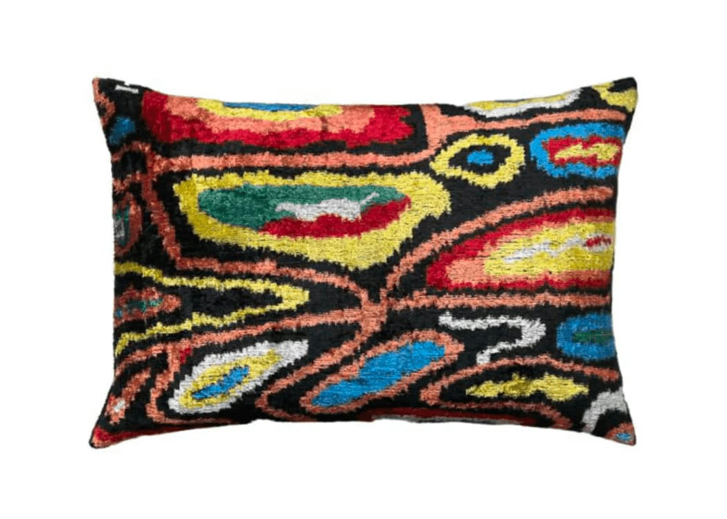- Housse de coussin velours soie ikat   40x60 multicouleur