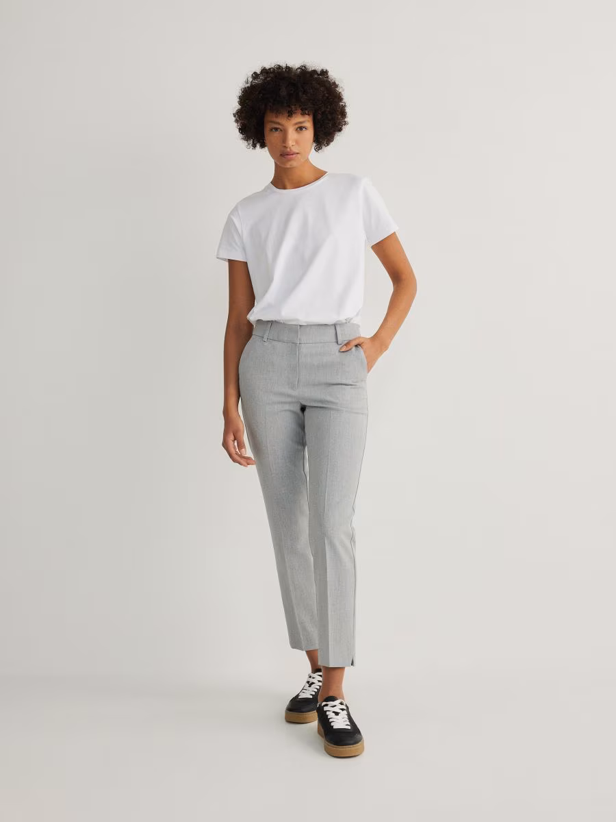 Cigarette Trousers With Viscose Blend