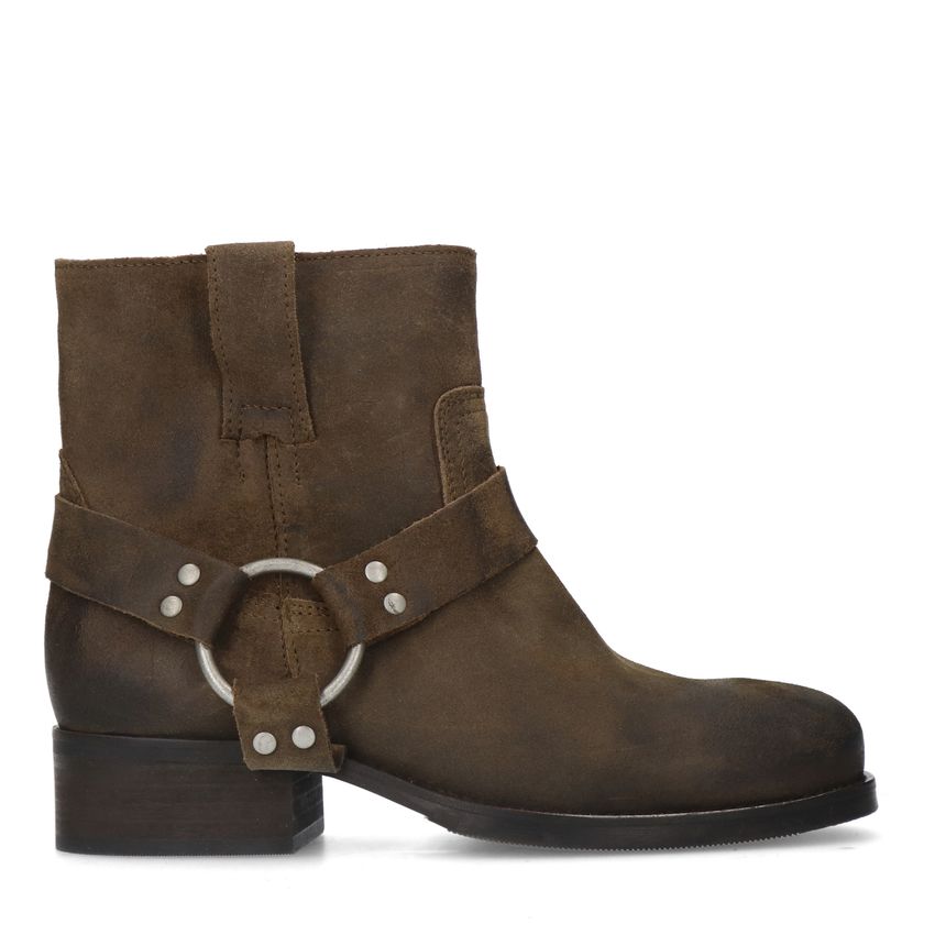 Manfield Bruine suède biker boots