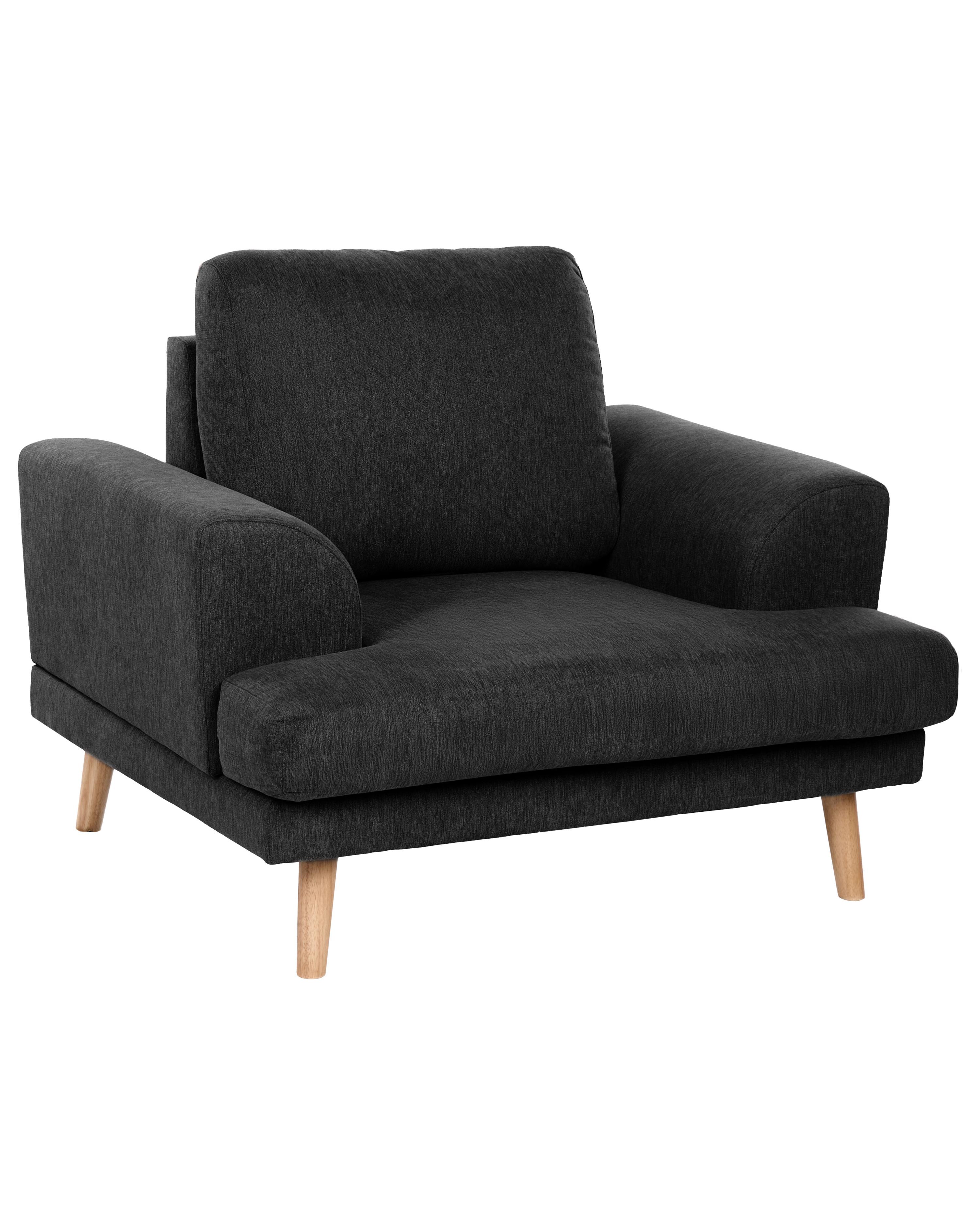 Living Room Set 4 Seater KILDAL Fabric Black