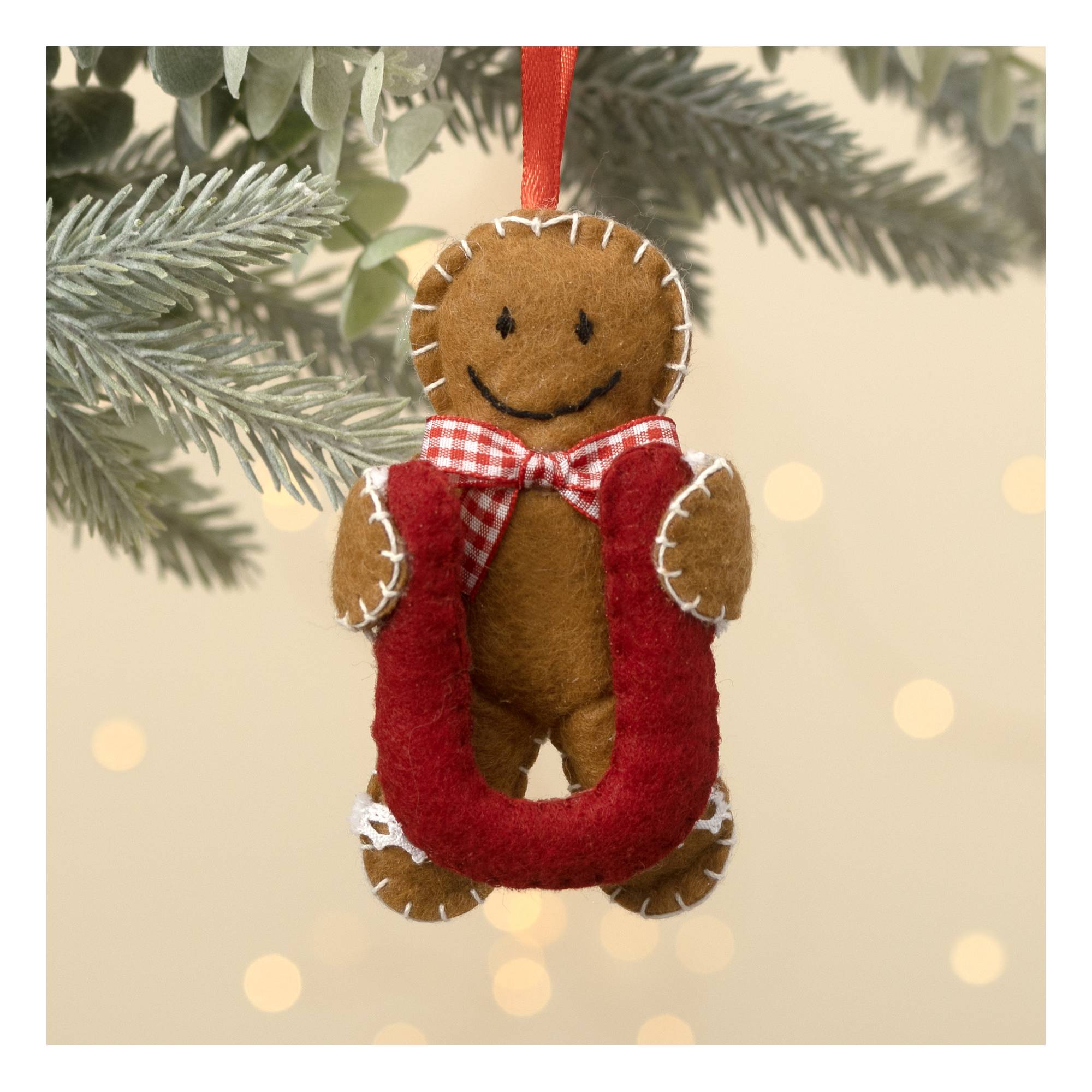 Hanging Gingerbread Felt Letter U Decoration