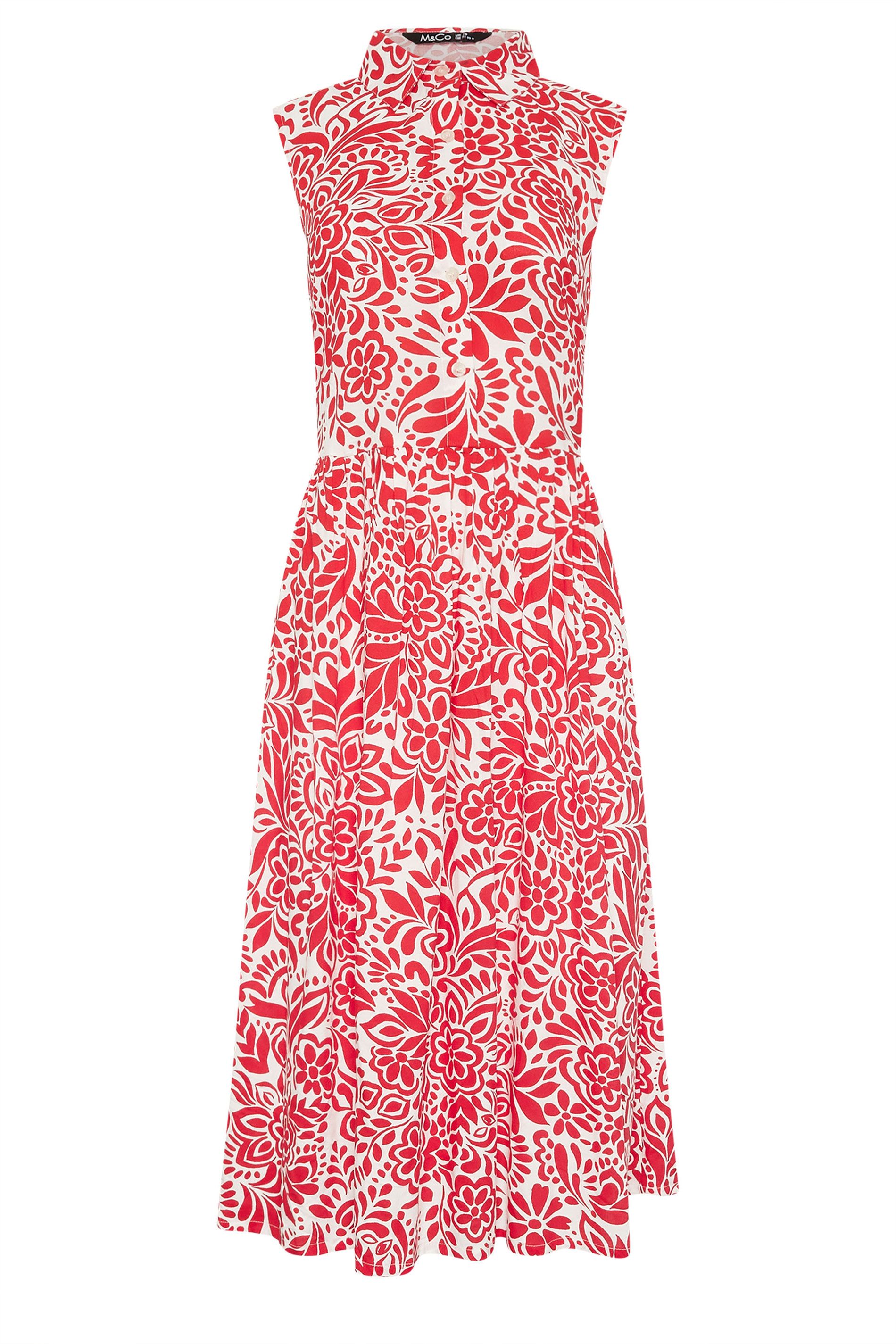 M&Co Abstract Printed Sleeveless Shirt Dress