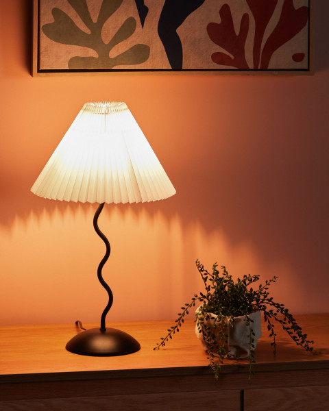 Lampka stołowa nocna metalowa czarna