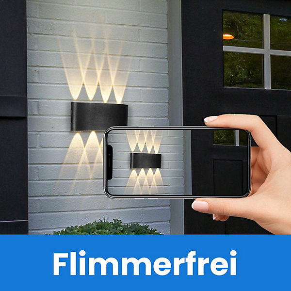 NETTLIFE Applique murale LED pour intérieur : lot de 1 appliques murales extérieures noires haut vers le bas 7 W IP65