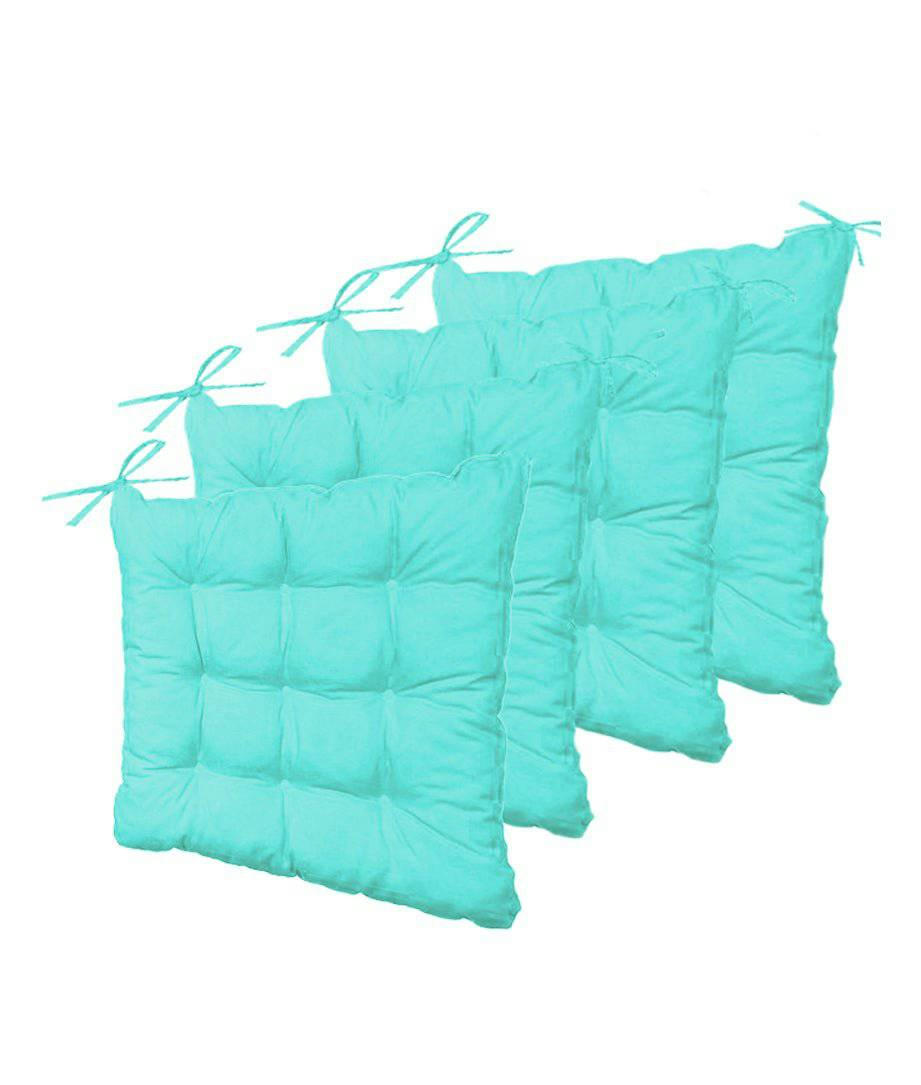- Lot de 4 Galettes de chaise en polyester 40 x 40 cm bleu caraibes