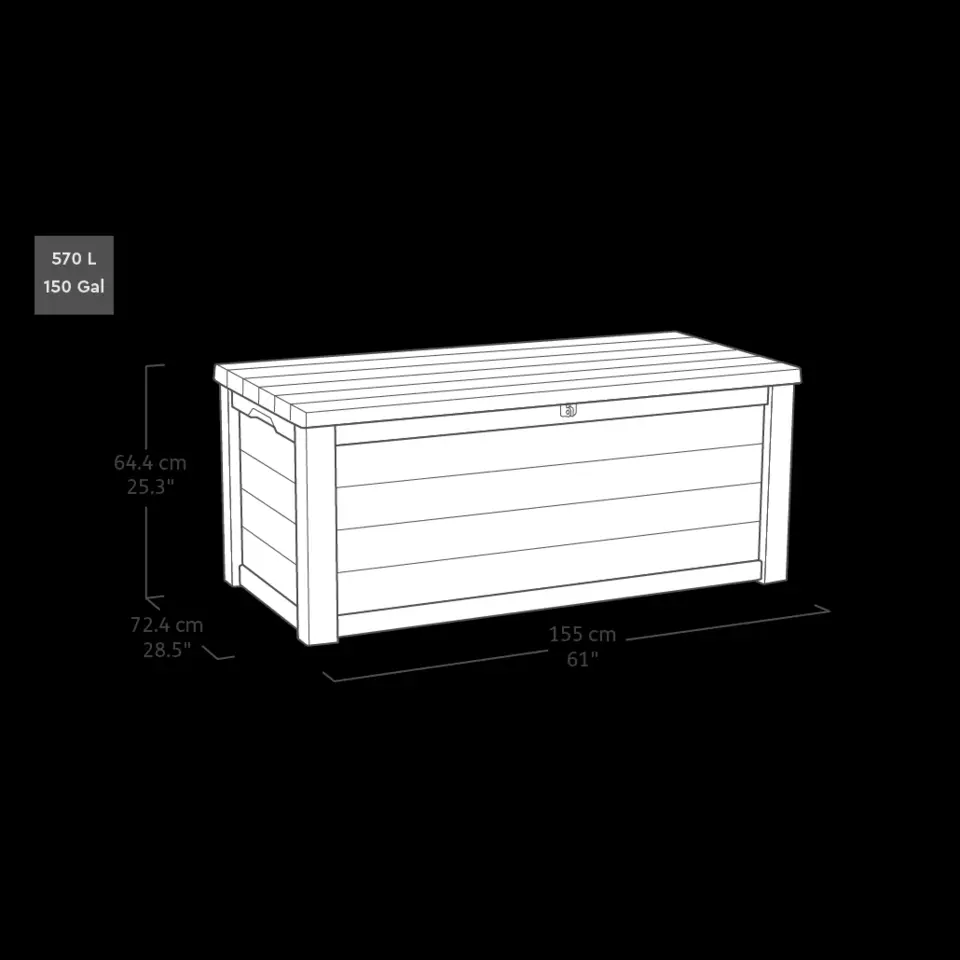 Keter Eastwood Opbergbox - 570L - 72,4x155x64,4cm - Antraciet