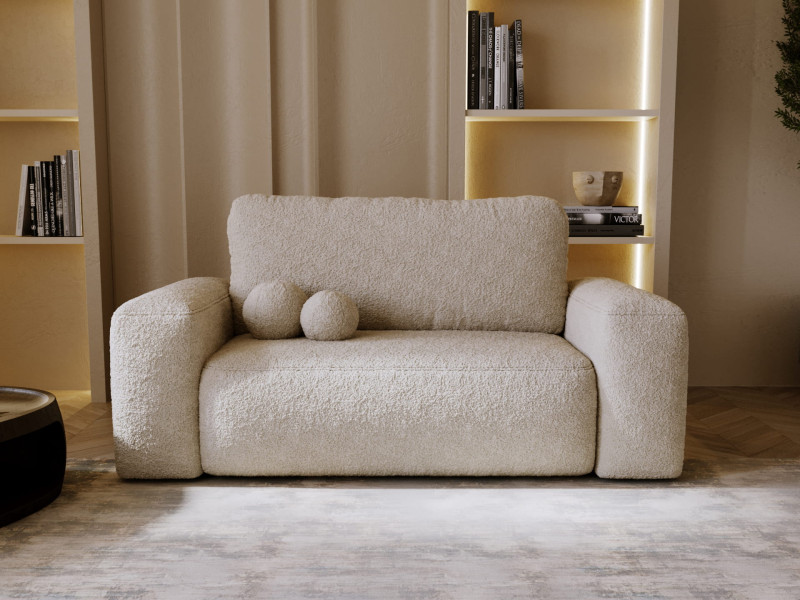 Designerska beżowa sofka do małego stylowego salonu TEDIS