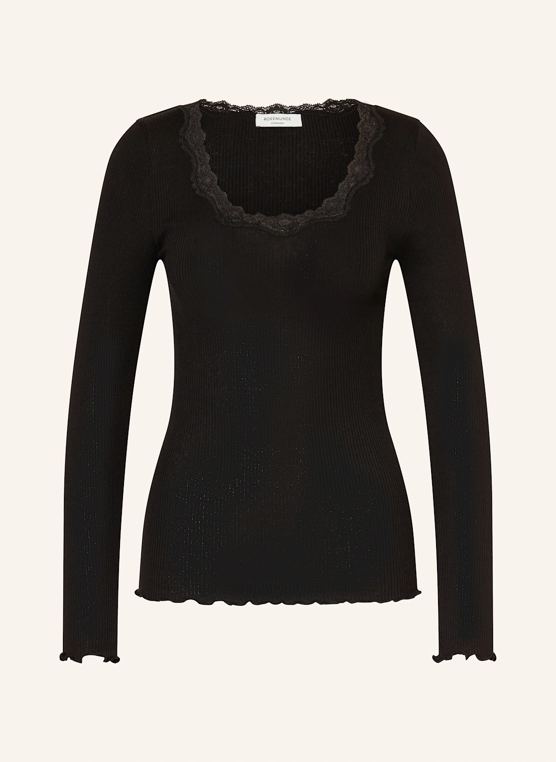 rosemunde Longsleeve BABETTE aus Seide mit Spitzenbesatz