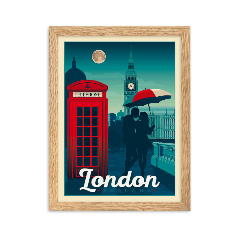 - Affiche Londres Royaume-Uni avec Cadre (Bois) 21x29,7 cm