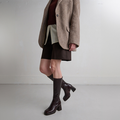 Bottes à plateformesen cuir vieilli chocolat | BETINA
