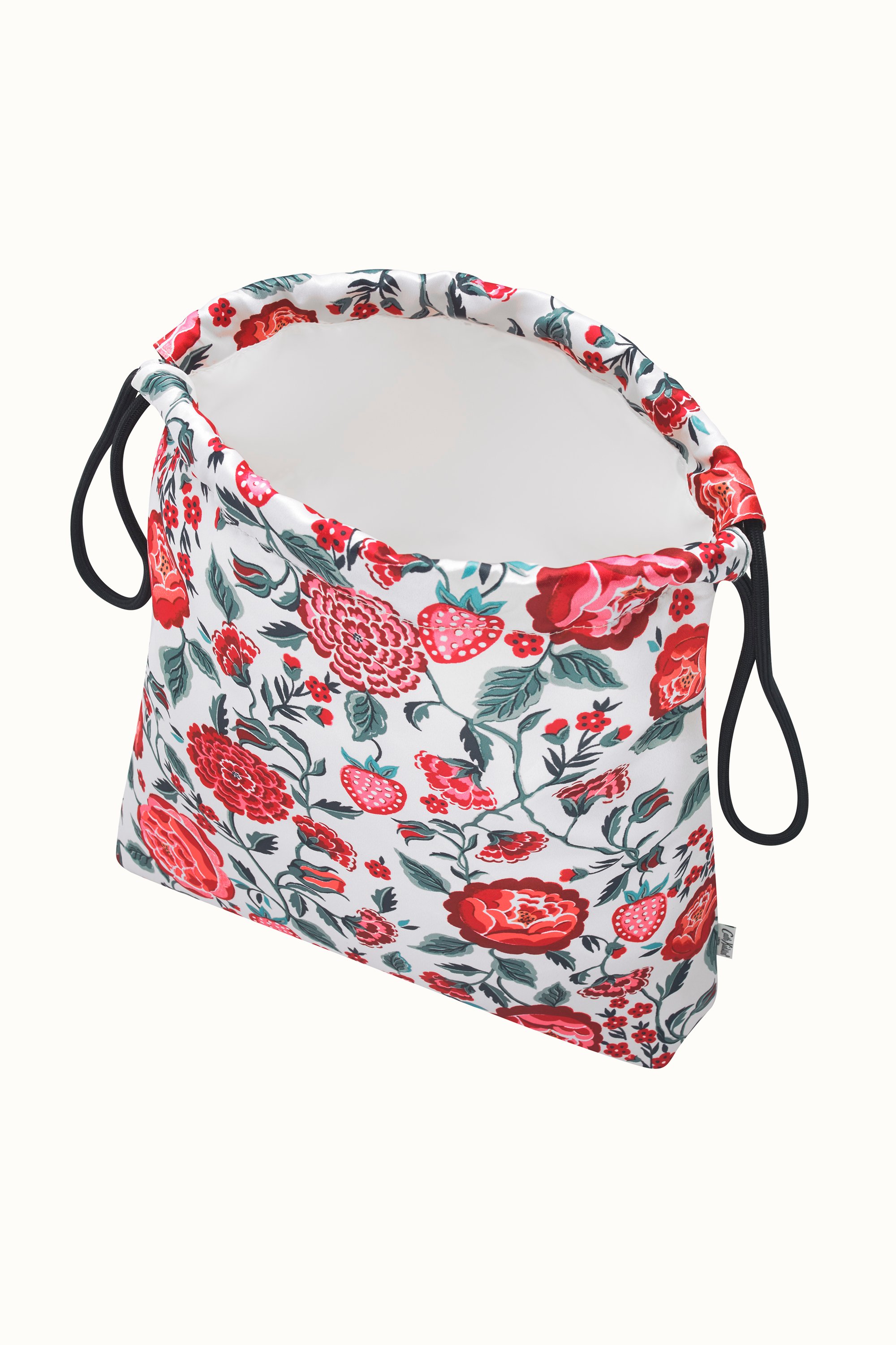 Strawberry Garden Recycled Satin Drawstring Pouch