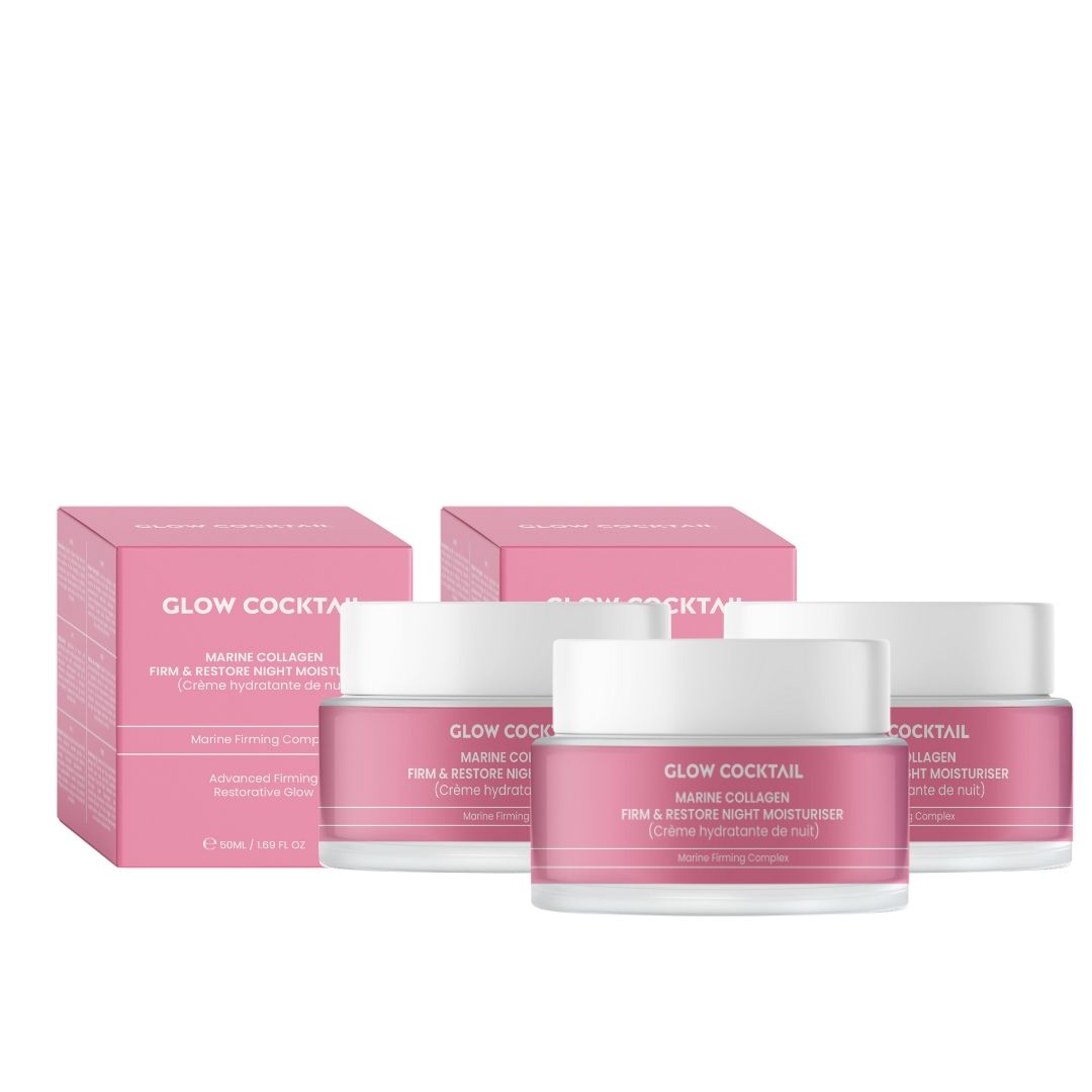 GlowCocktail London 3 x Marine collagen firm & restore night moisturiser 50ml