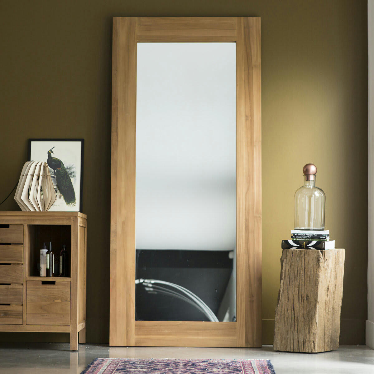 SQUARE - Miroir en teck massif 200x90 cm