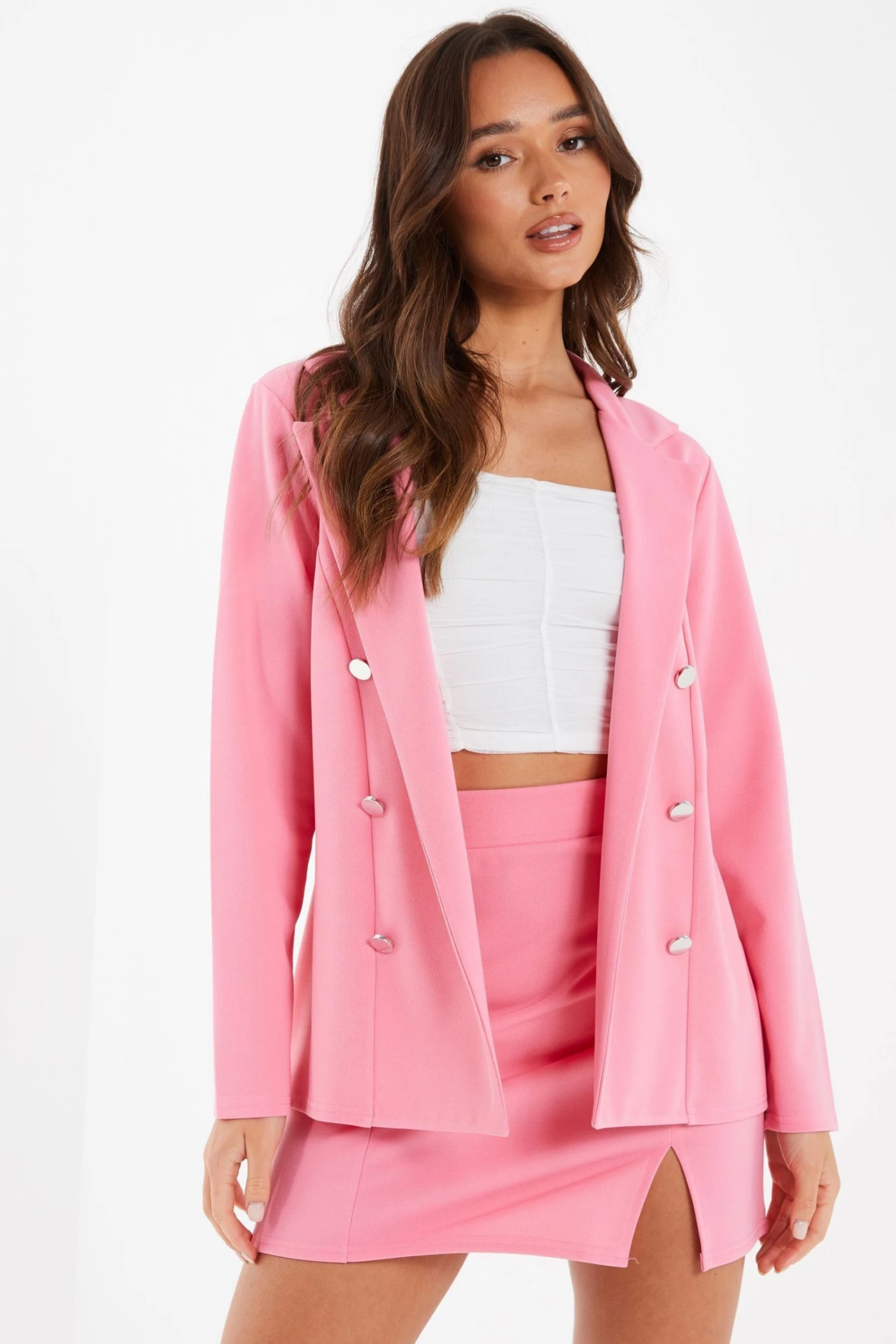 Quiz Pink Double Breasted Blazer