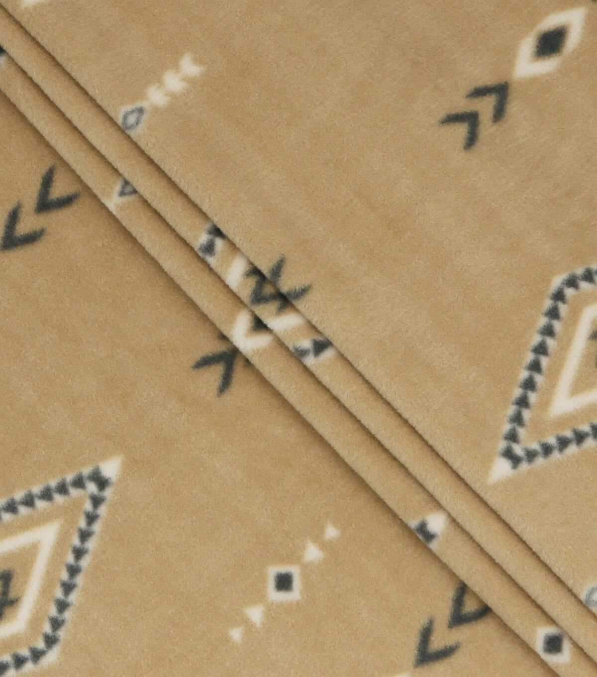 Aztec Geometrics on Tan Anti Pill Fleece Fabric