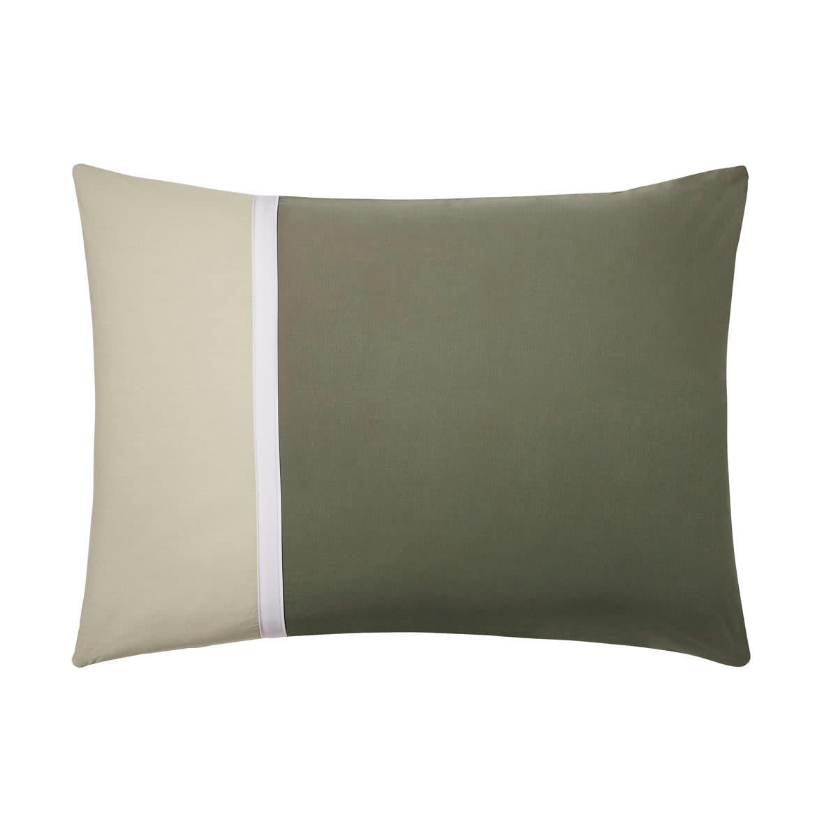 TOI & MOI ESSENTIEL - Taie d'oreiller unie en percale de coton kaki 50x70