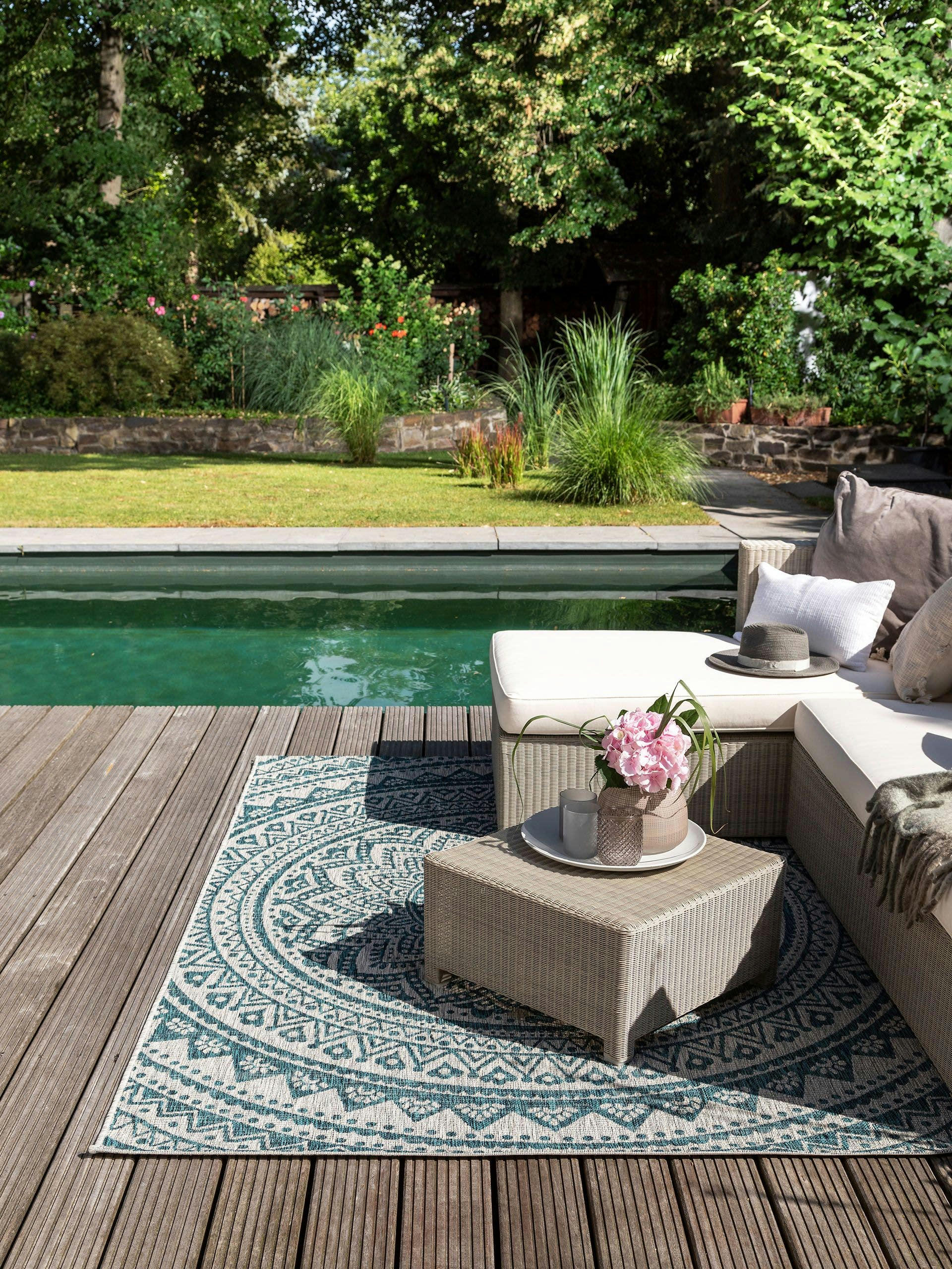 CLEO - Tapis d'extérieur & intérieur beige/bleu 200x290