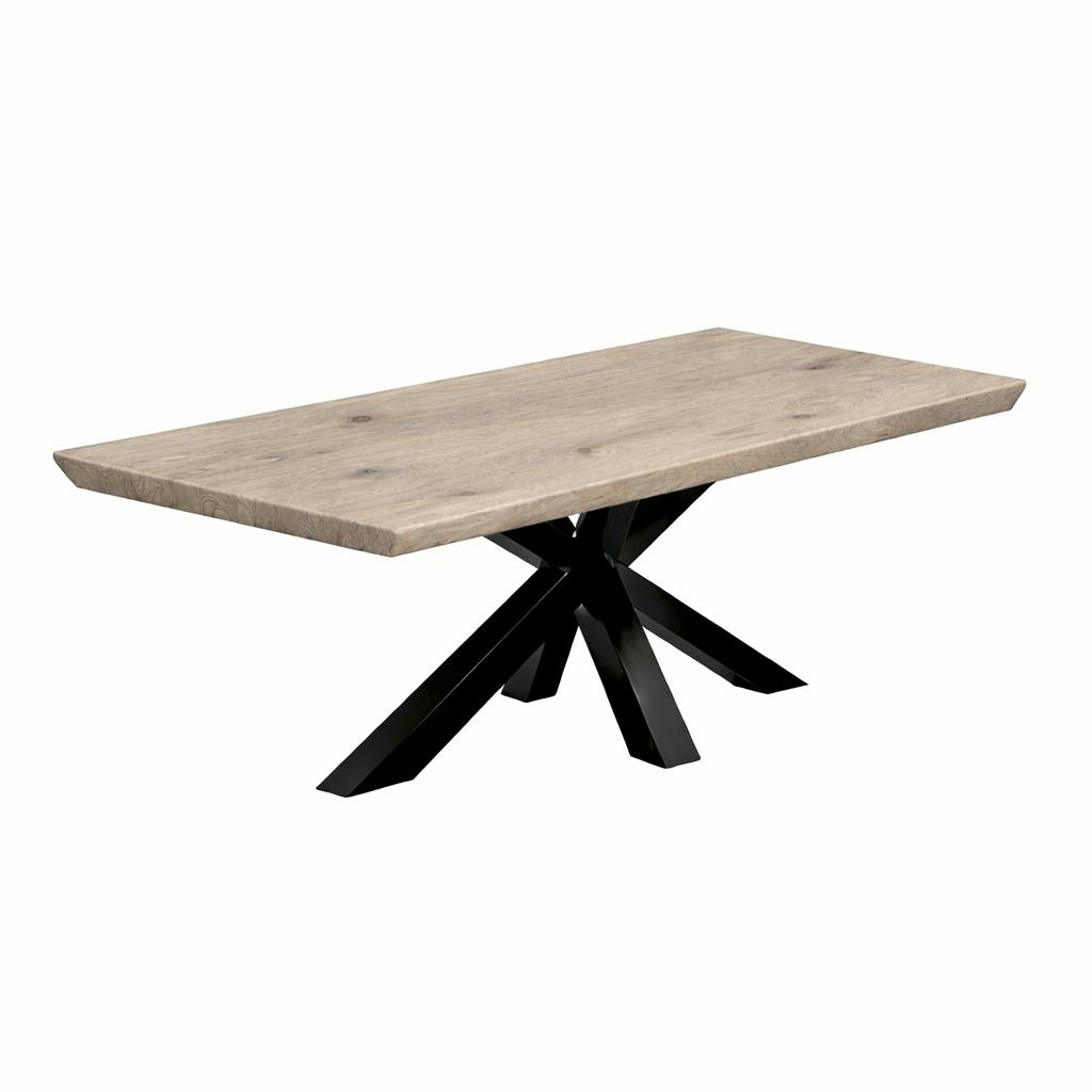 Table extensible chêne grisé bords biseautés pied noir 220 cm PALERME