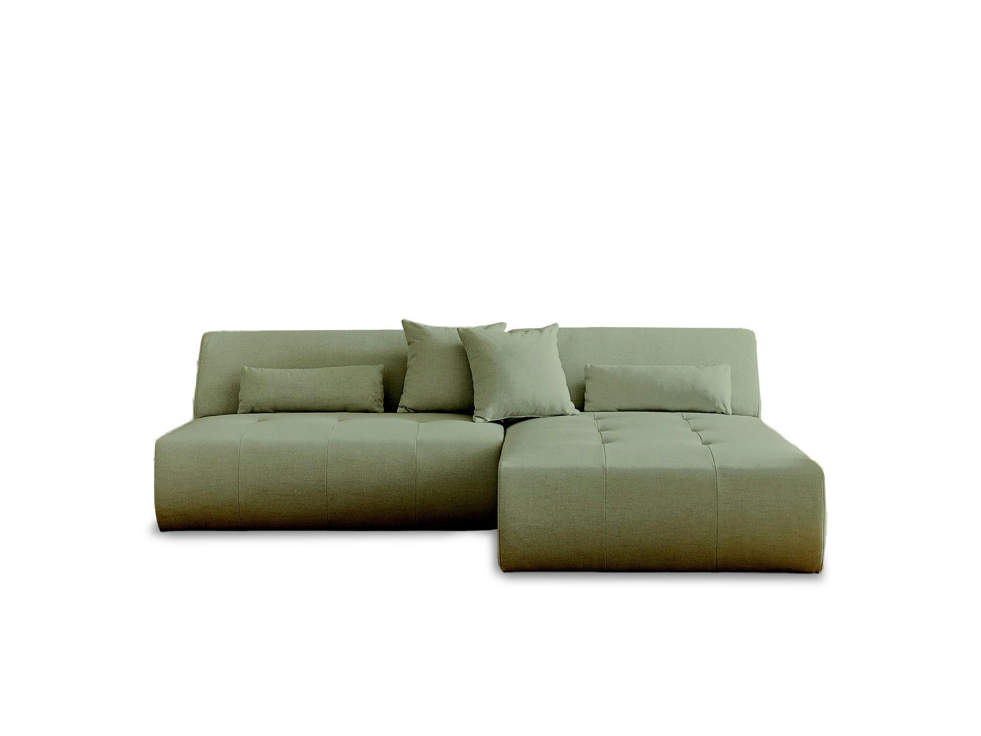 ONYX - Canapé d'angle réversible 4 places en tissu vert sauge