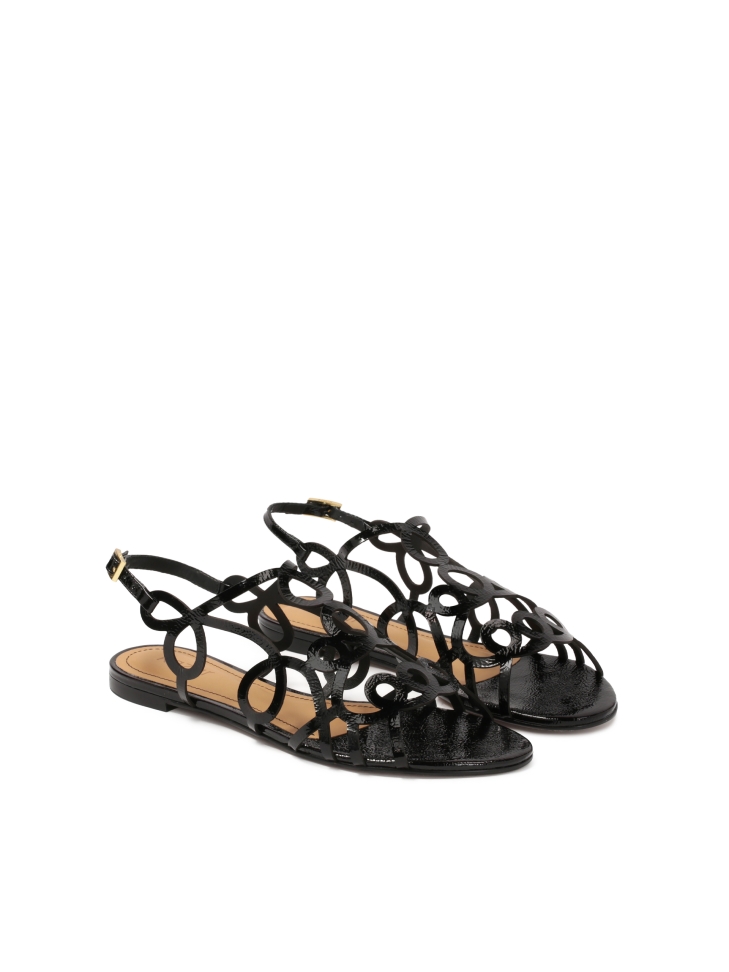 Black flat sole sandals