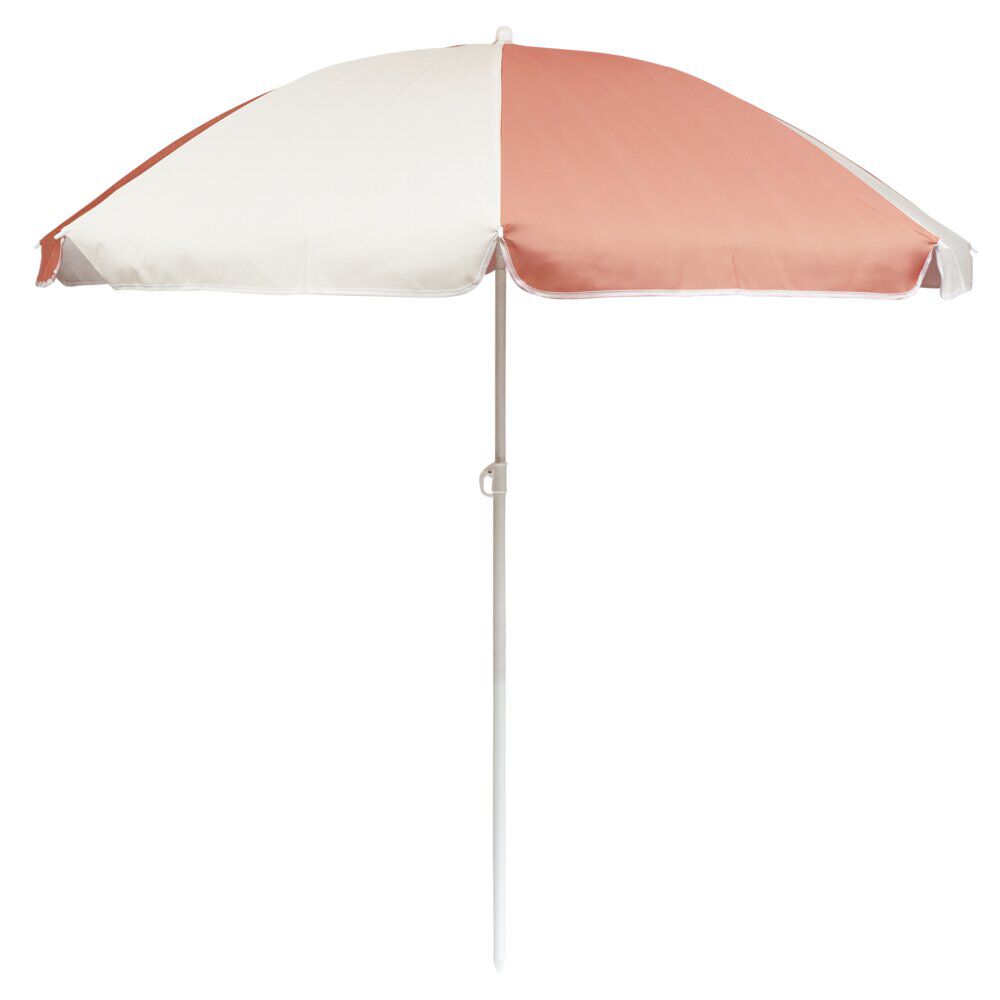Parasol de plage Funky blanc et corail Ø160xH195cm