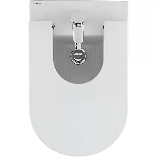 Bidet UrbY Compact gain de place céramique SANINDUSA pose au sol avec trous abattant (abattant non compris) blanc