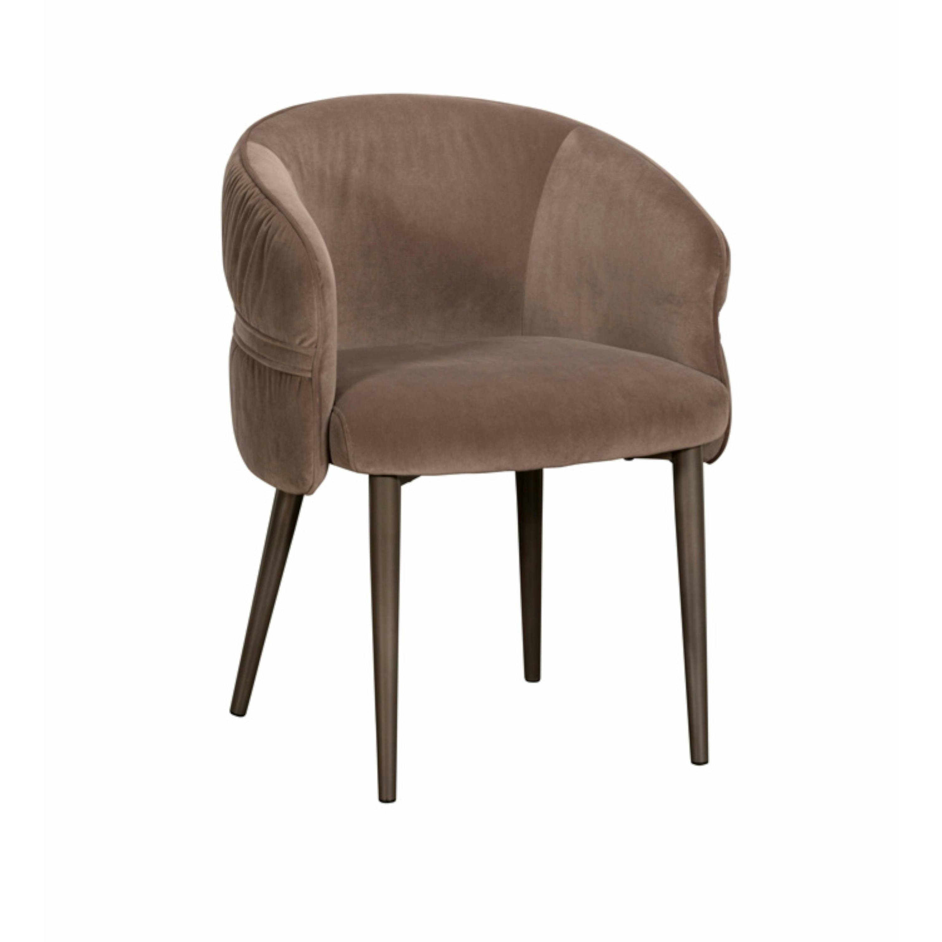 Fauteuil de table taupe dos rond avec galon (lot de 2) TREVI