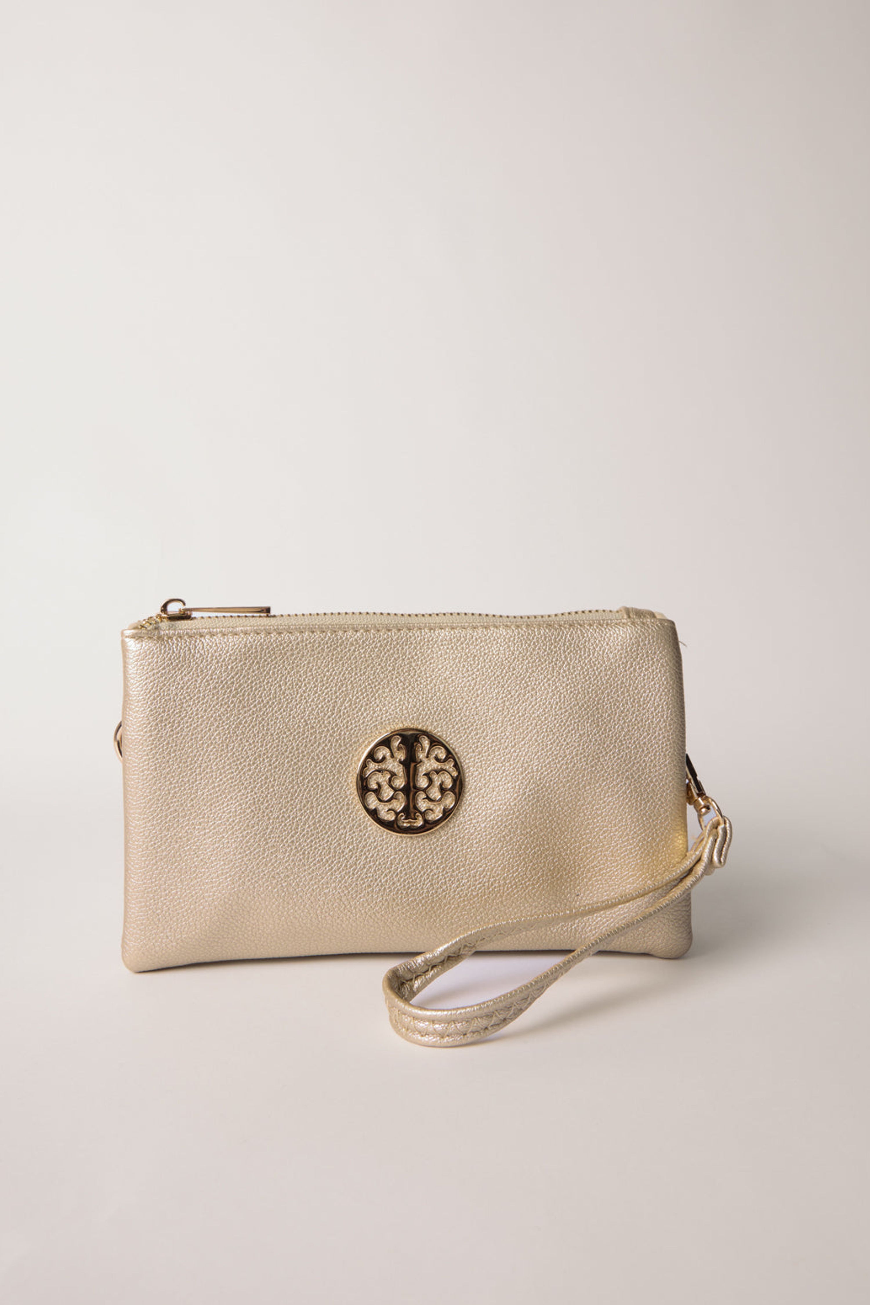 Blue Vanilla Detailed Zip Up Purse With Detachable Strap
