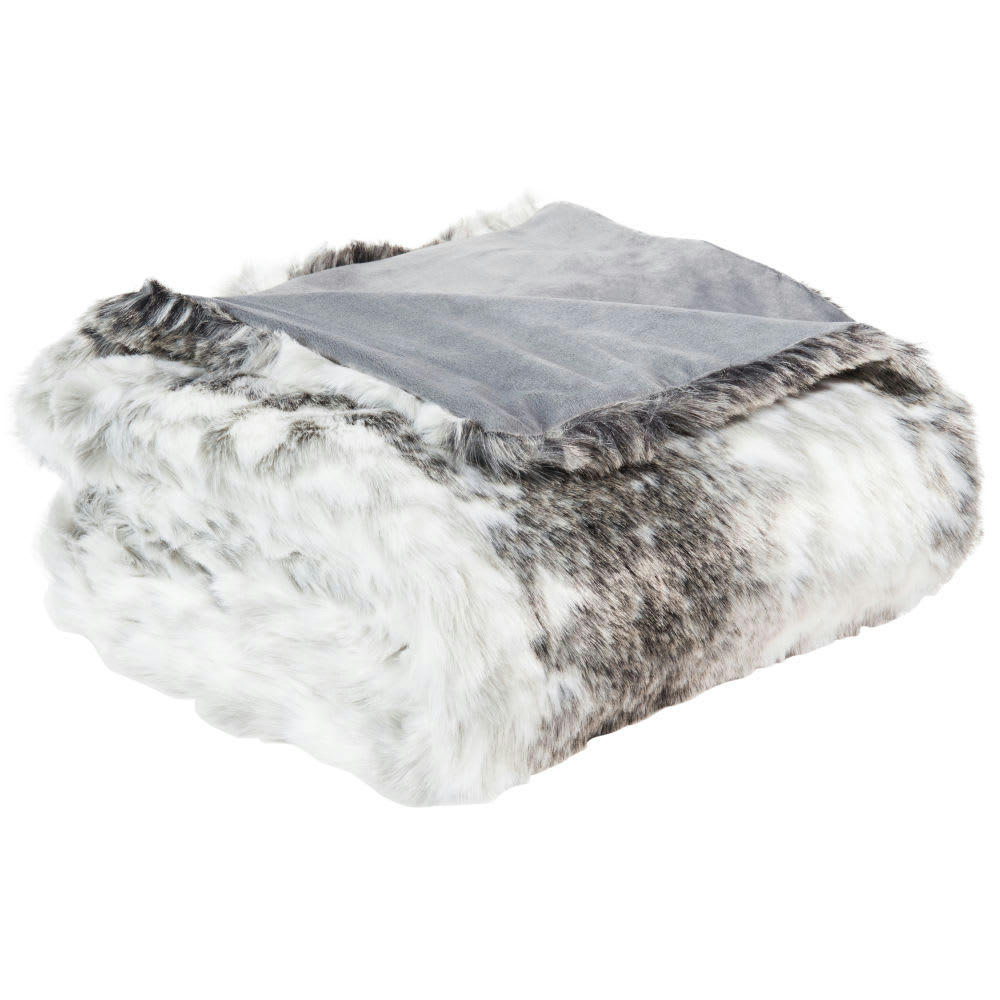 Lynx - Plaid imitation fourrure grise 150x180