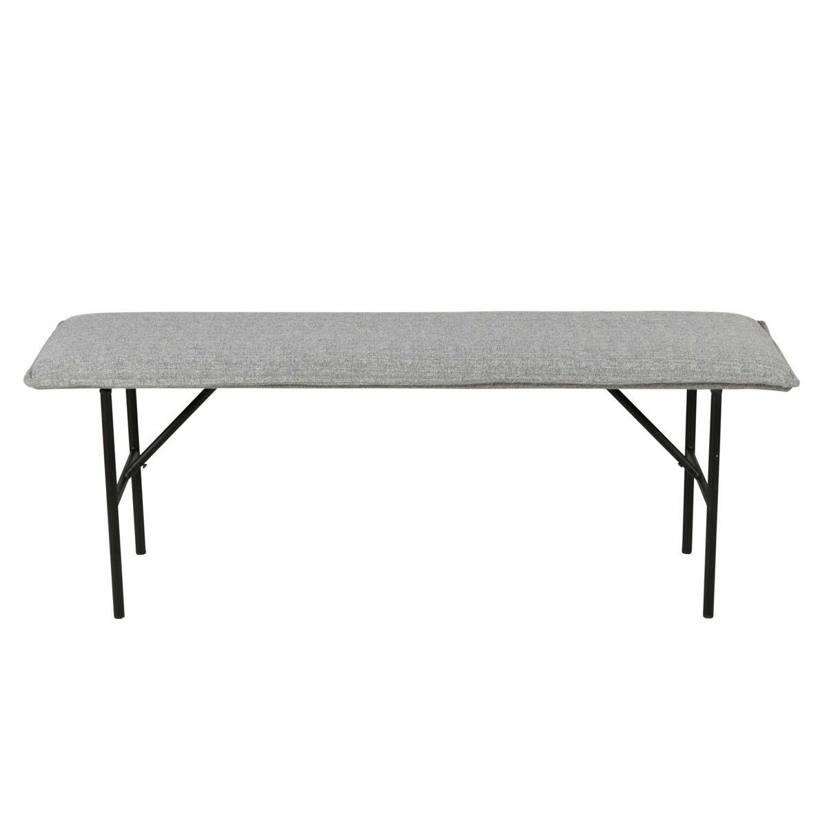 LUCCE - Banc moderne tissu gris clair 134 cm piètement métal noir mat