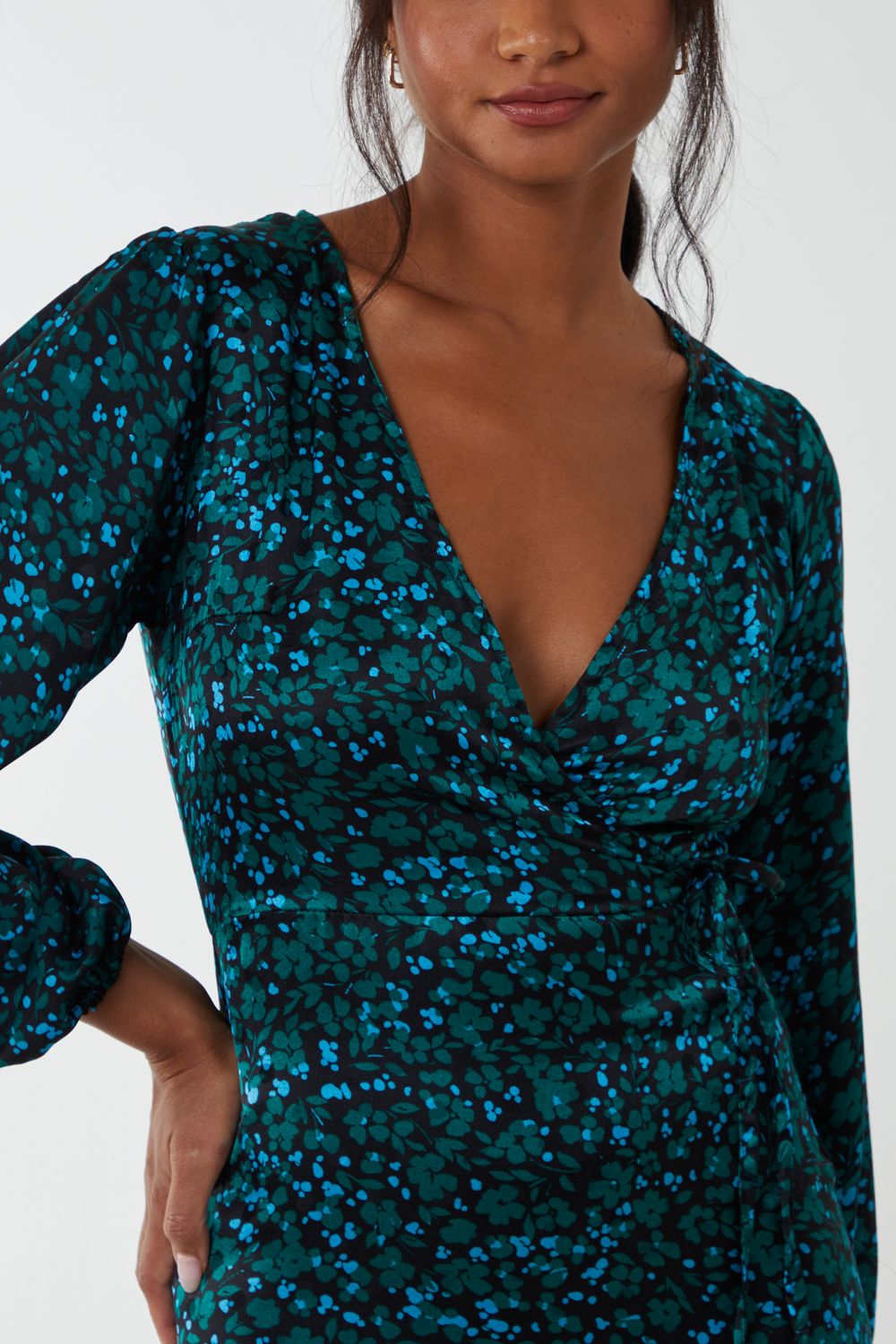Blue Vanilla Wrap Front Midi Dress