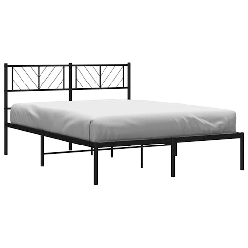 NNEVL Metal Bed Frame with Headboard Black 150x200 cm