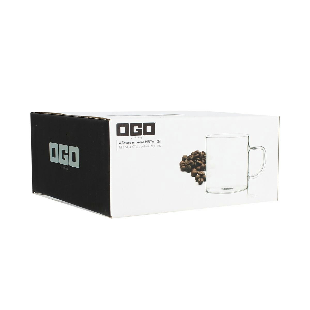 HELYA - Lot de 4 tasses expresso en verre 12cl