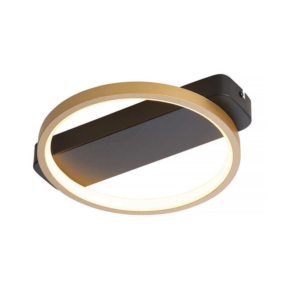 Freelight plafondlamp Cintura - 1 lichts - 30 x 5.5  cm - zwart - mat goud