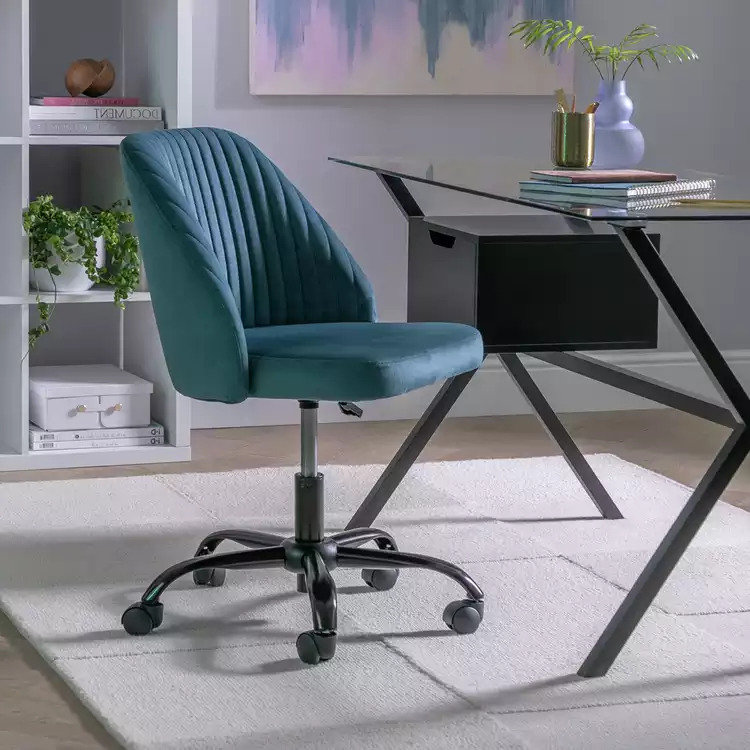Habitat Nori Velvet Office Chair - Blue