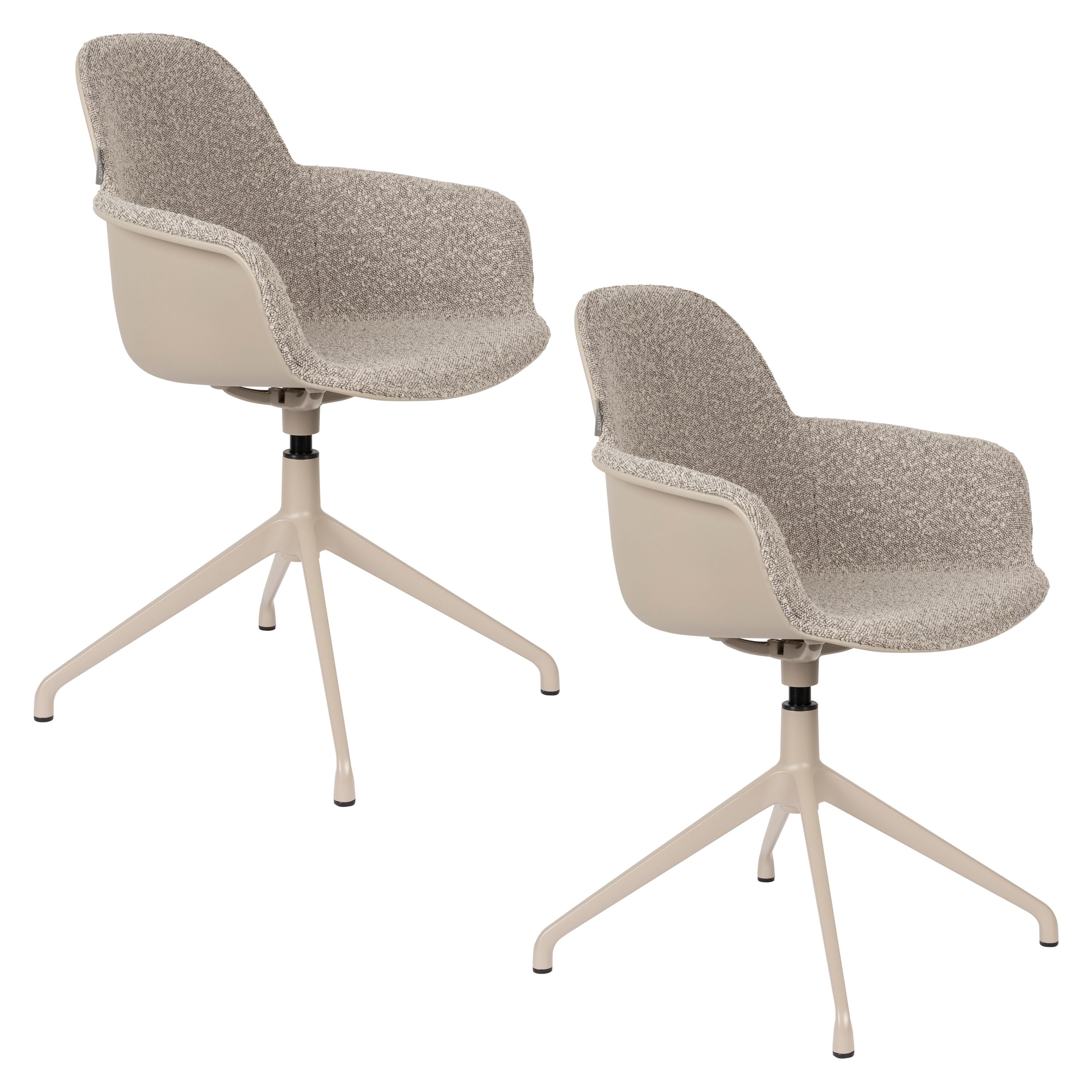 Zuiver Albert Kuip Swivel Eetkamerstoelen Armleuning Taupe - Set van 2