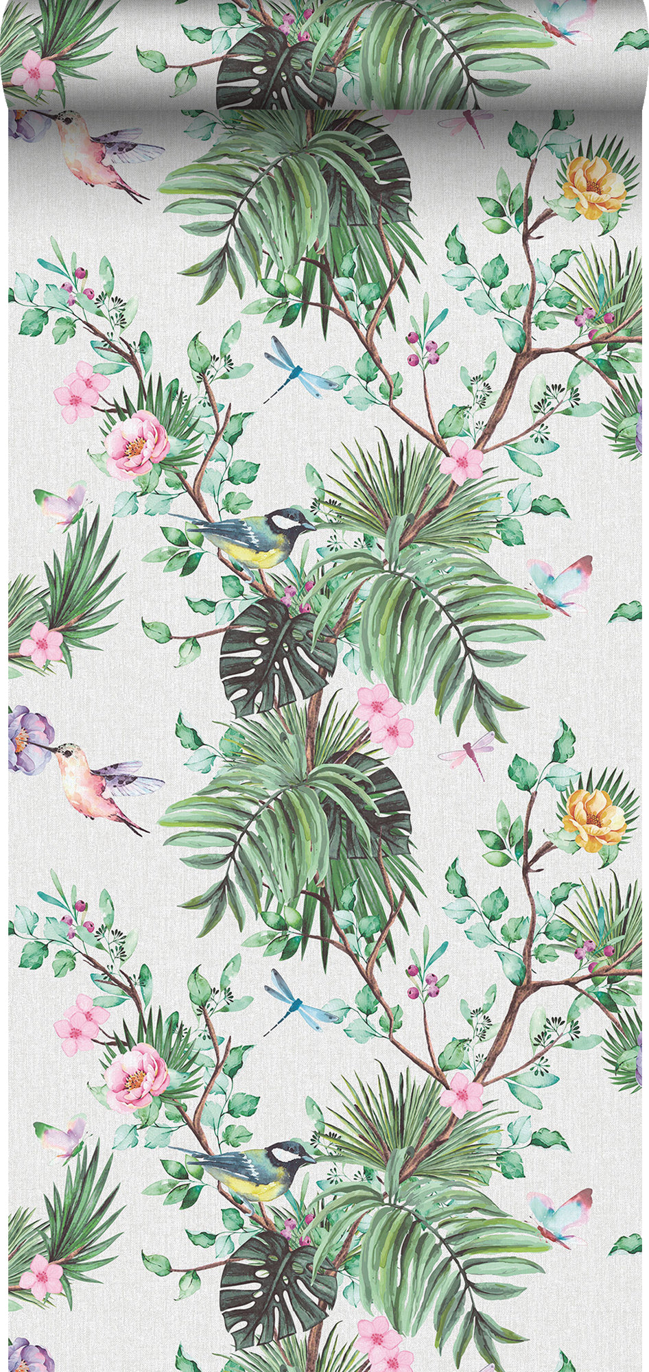 Sanders & Sanders behang tropische jungle bladeren en paradijsvogels groen - 53 cm x 10 m - 640001