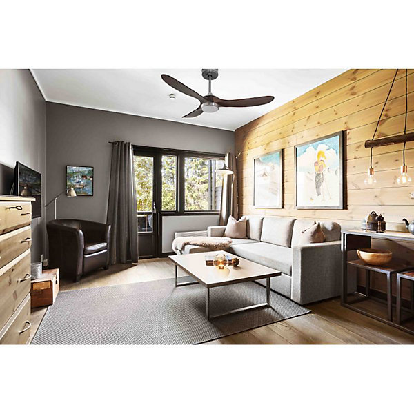 Ouray 2de Klassfan - Ventilateur de plafond et destratificateur moteur DC Chrome avec Lumière pales bois foncé 25 à 40 m²