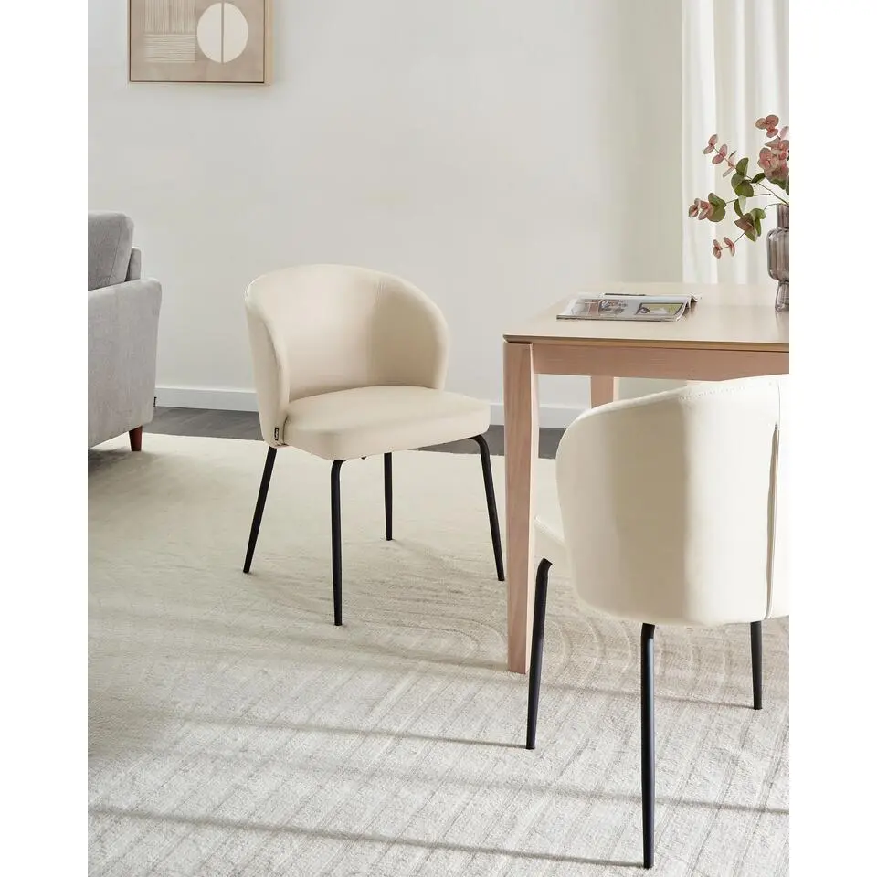 ZANA - Eetkamerstoel set van 2 - Lichtbeige - Kunstleer