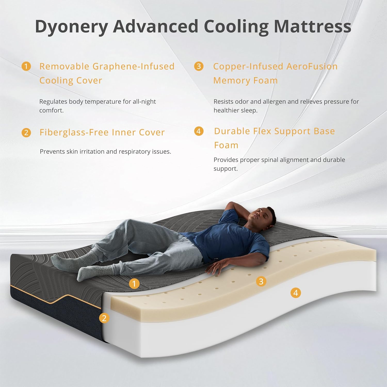14 Inch Firm King Size Mattress in a Box, Copper Memory Foam King Mattress with Graphene Cooling Cover, Firm King Size Bed for Back Pain Relief, CertiPUR-US Certified, Foam Made in USA