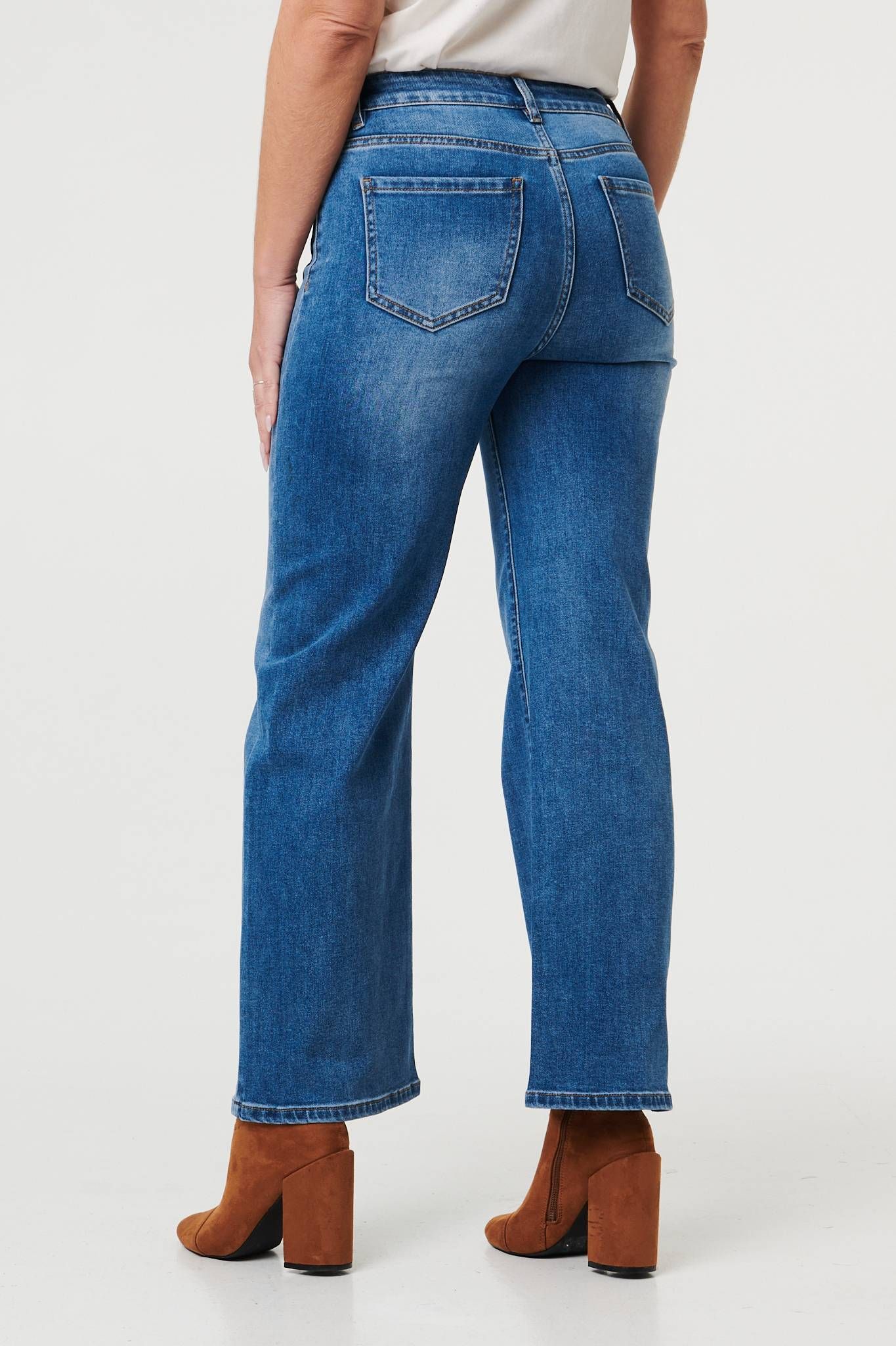 Izabel London Heart Pocket Detail Straight Leg Jeans