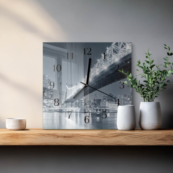 Zegar przeprawa 30x30 Most architektura rzeka miasto horyzont